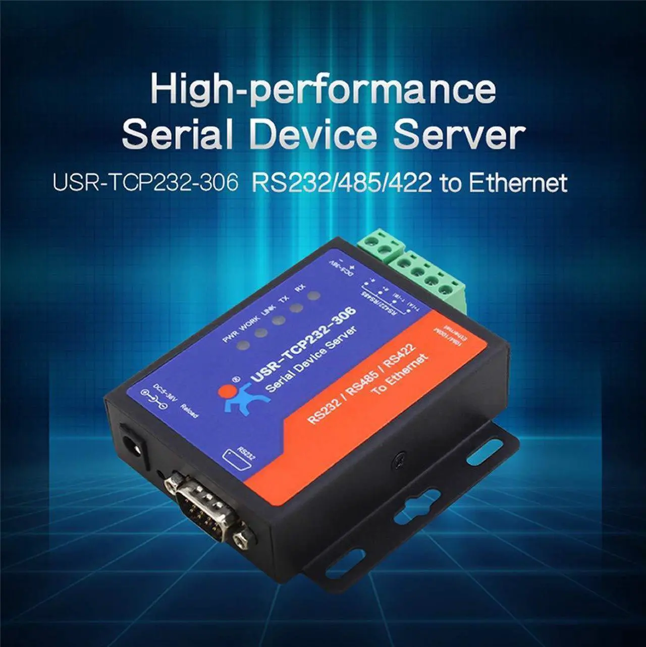 Alt view image 4 of 5 - Single Port Serial Server RS232 RS485 RS422 Serial to Ethernet Converter Transparent Transmission Between RS232/RS485/RS422 Ethernet Serial Data Communication Device (TCP232-306 RS232/485/422 Port)