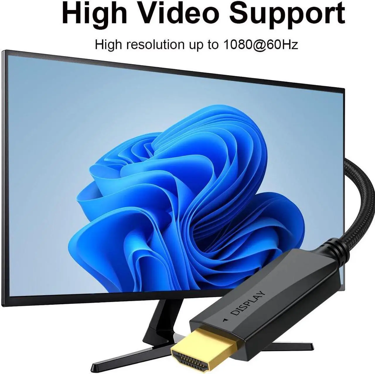 Alt view image 4 of 5 - DisplayPort to HDMI Cable 6 feet, 20-Pack Display Port DP to HDMI Adapter Male to Male Cord Gold-Plated Braided FHD Supports Video and Audio Compatible with Dell, HP, Insignia, Samsung, More