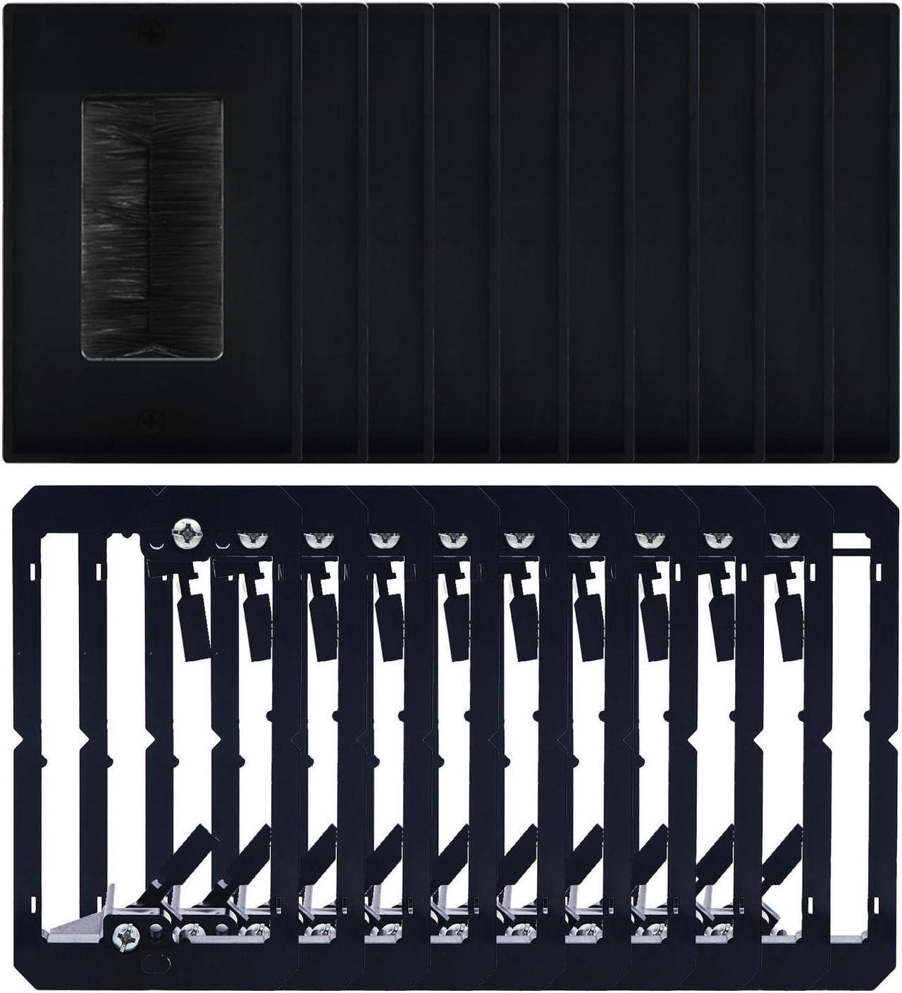 Main image of VCE Brush Wall Plate UL Listed Black 10-Pack and Low Votage Mounting Bracket 1 Gang 10-Pack