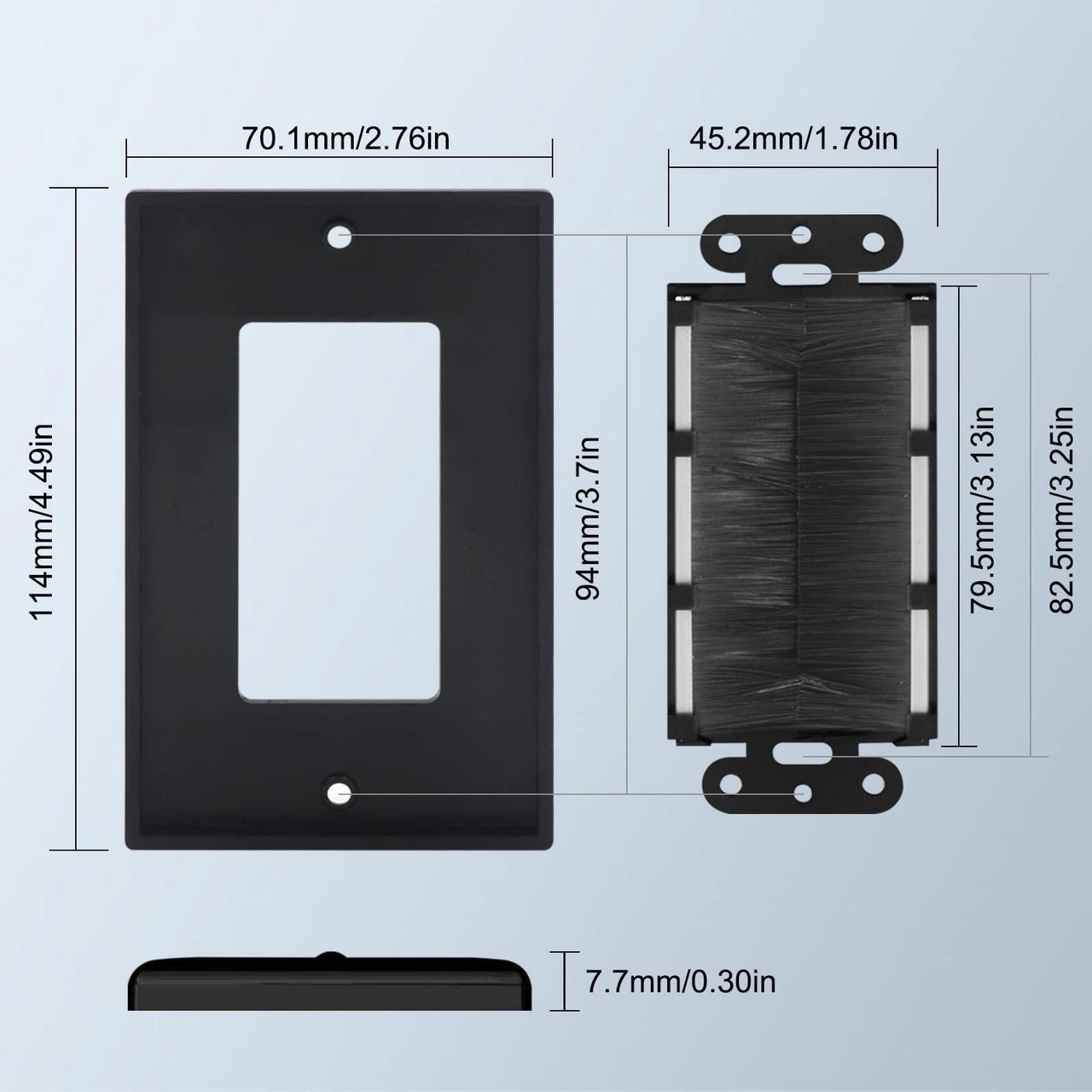 Alt view image 5 of 5 - VCE Brush Wall Plate UL Listed Black 10-Pack and Low Votage Mounting Bracket 1 Gang 10-Pack