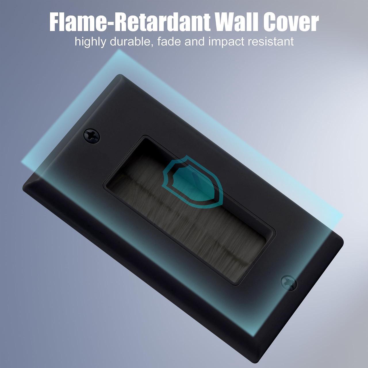 Alt view image 4 of 5 - VCE Brush Wall Plate UL Listed Black 10-Pack and Low Votage Mounting Bracket 1 Gang 10-Pack