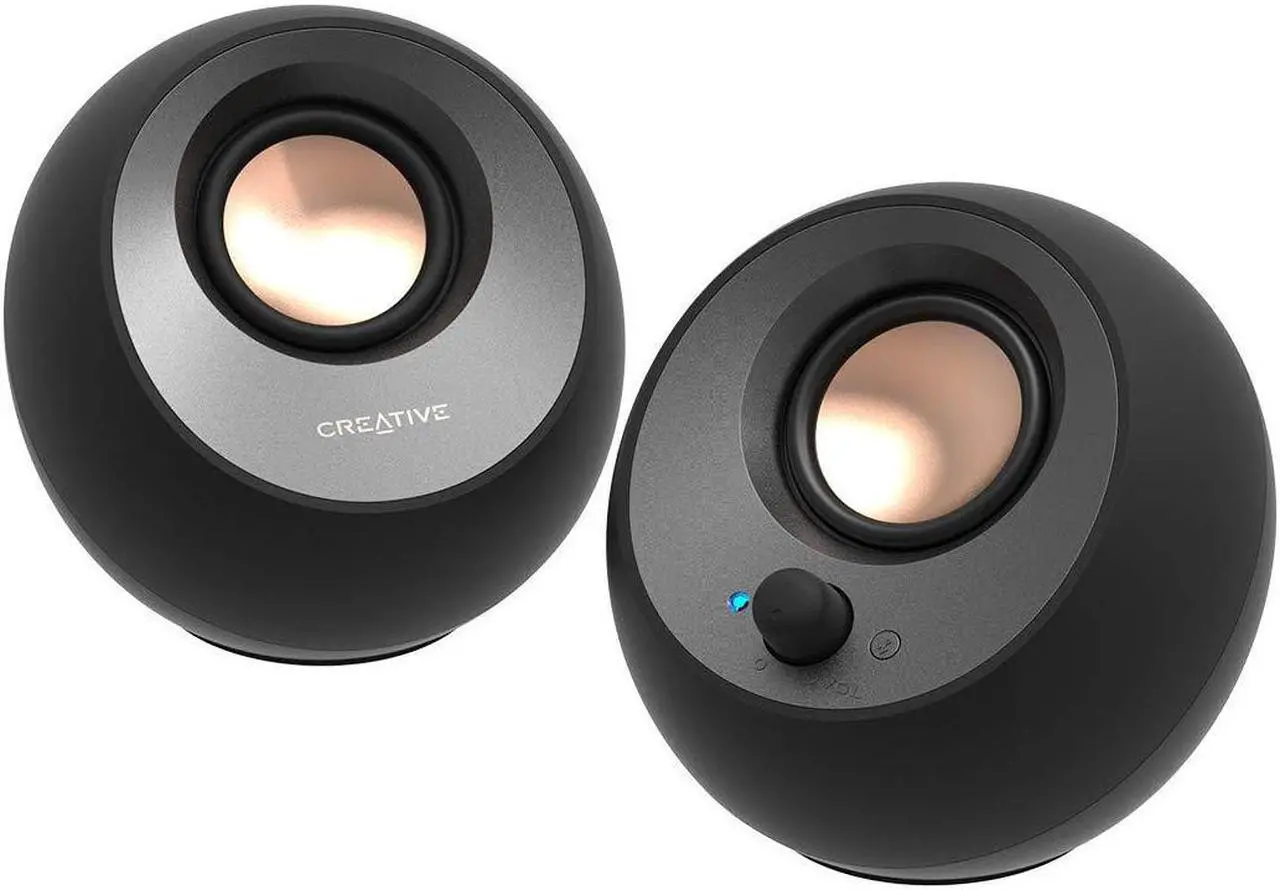 Main image of Creative Pebble V3 Minimalistic 2.0 USB-C Desktop Speakers with USB Audio, Clear Dialog Enhancement, Bluetooth 5.0, 8W RMS with 16W Peak Power, USB-A Converter Included (Black)