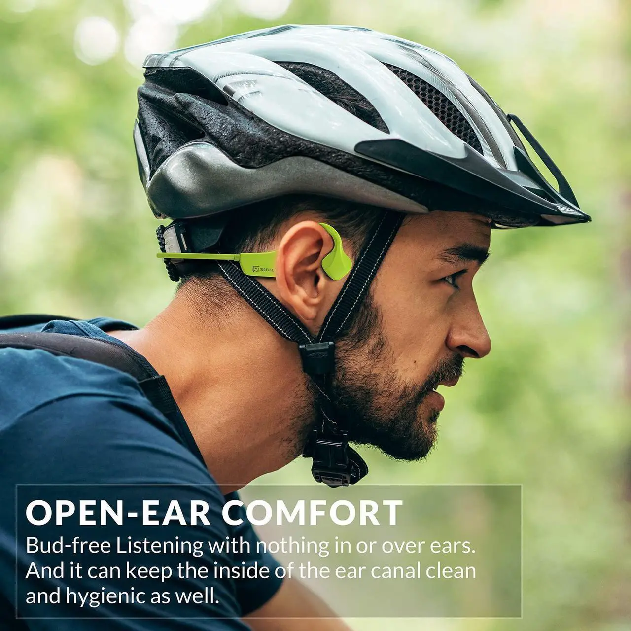 Alt view image 4 of 5 - Bone Conduction Headphones Bluetooth 5.0,Wireless Open Ear Headphones with Built-in Mic,Waterproof Earphones,Sweatproof Sports Headset for Running,Cycling,Hiking,Gym,Climbing & Driving(Black)