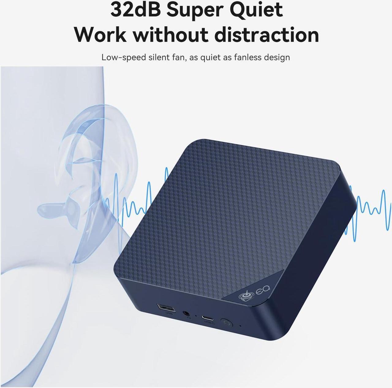 Alt view image 5 of 5 - Beelink EQ14 Mini PC Intel Alder Lake-N150(Up to 3.6GHz), 16GB DDR4 500G PCIE3.0 SSD Build-in Power Supply, Dual LAN Mini Computers Support 4K Dual HDMI Display/WiFi6/BT5.2/Type-C*1/USB3.2 * 3/WOL