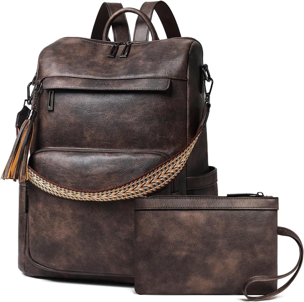 Main image of Shrrie Vegan Leather Laptop Backpack for Women 15.6 inch Work Backpack Fashion Travel Backpack Purse for Travel College Work