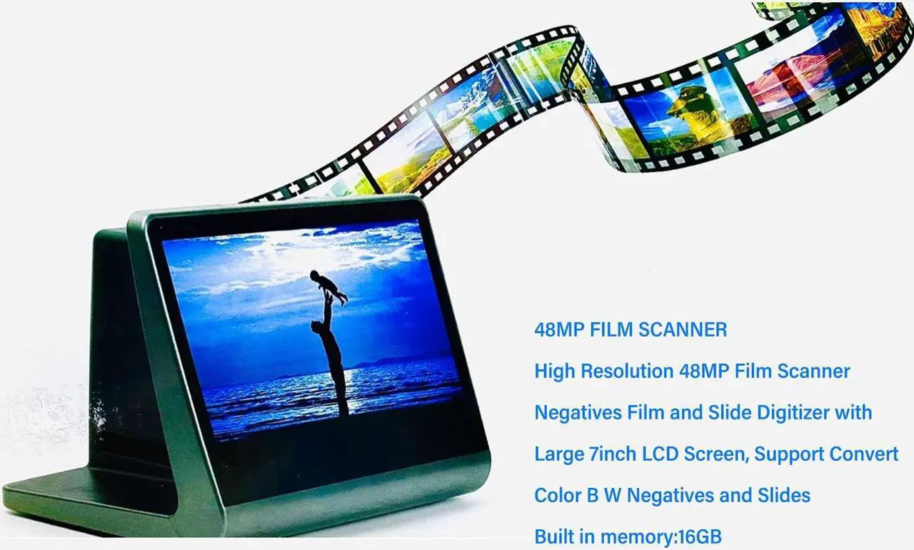 Alt view image 4 of 5 - Digital Film Scanner with Large 5inch LCD Screen, HD Screen Film Slide Scanner Convert 135 126KPK 110 Super 8mm Film Monochrome Slide to 48MP JPEGs
