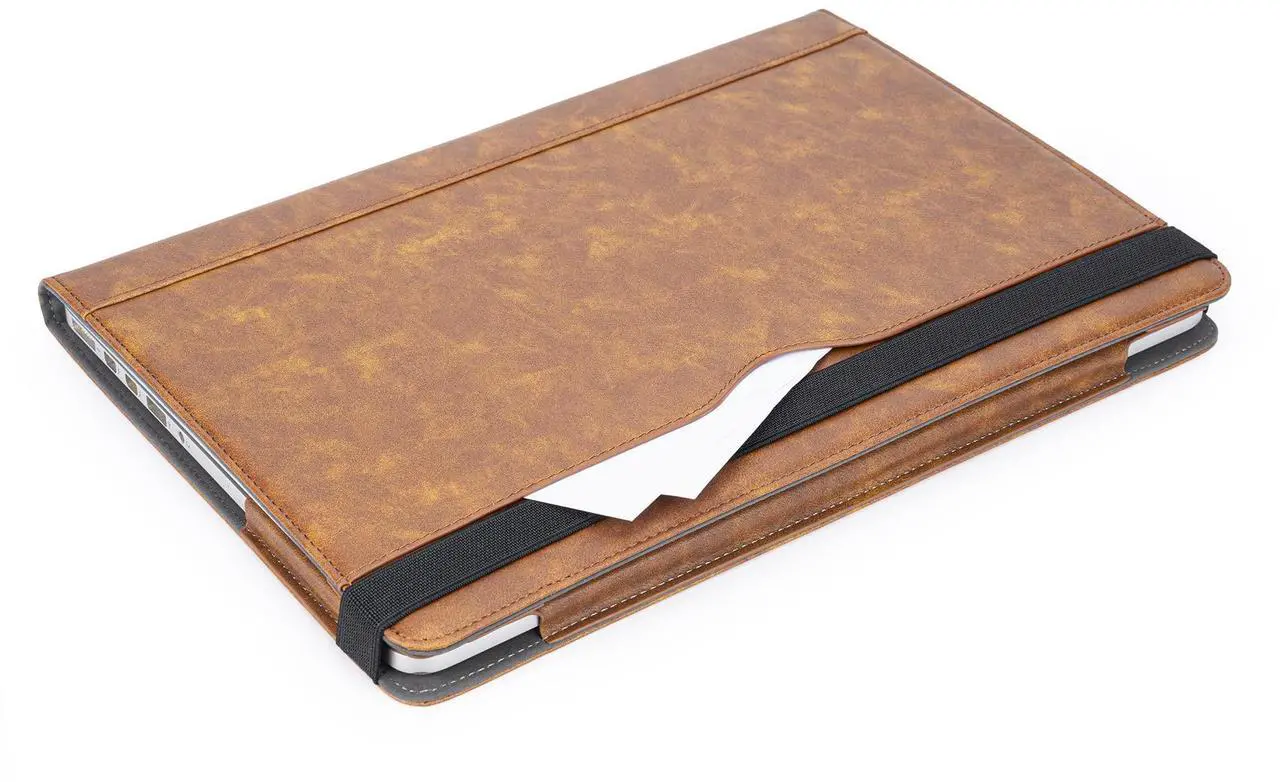 Alt view image 3 of 5 - TYTX Compatible with MacBook Pro 14 Inch Leather Case 2024 2023 2022 2021 Release M4 A3112 A3185 A3401 M3 A2918 A2992 M2 A2779 M1 A2442, Protective Folio Book Cover with Keyboard Cover, Brown