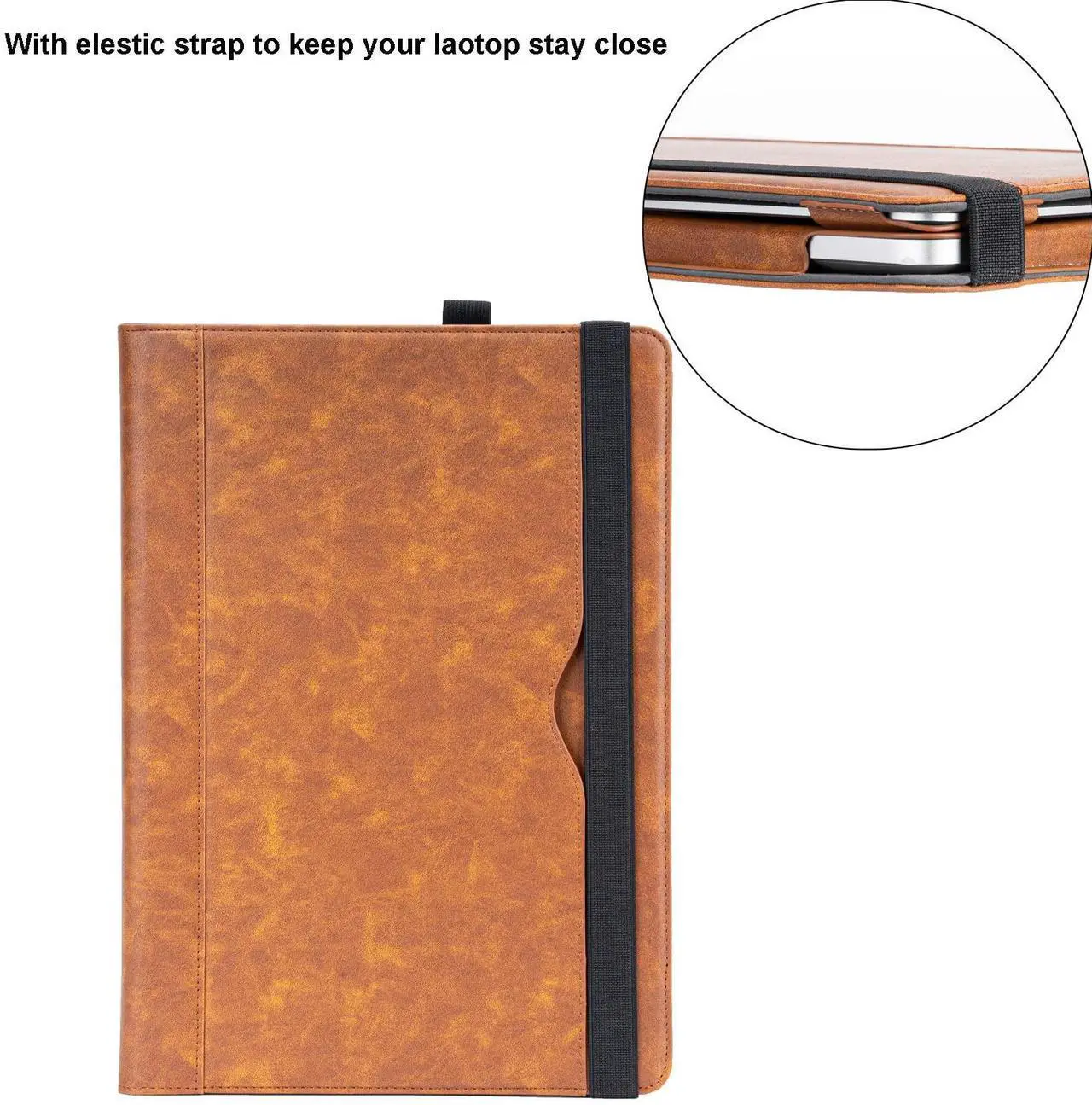 Alt view image 4 of 5 - TYTX Compatible with MacBook Pro 14 Inch Leather Case 2024 2023 2022 2021 Release M4 A3112 A3185 A3401 M3 A2918 A2992 M2 A2779 M1 A2442, Protective Folio Book Cover with Keyboard Cover, Brown