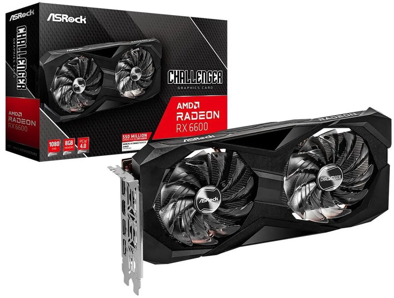 Alt view image 2 of 5 - ASRock Chanllenger AMD RX 6600 8G GDDR6 Graphics Card and Bronze 80+ 550W Power Supply