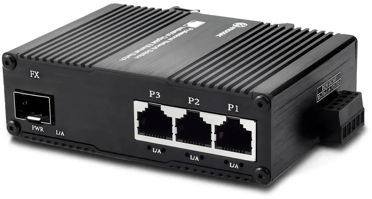 Main image of Atroodac Mini Industrial 3 Port Gigabit Switch with SFP Slot Din Rail Wall Fanless Unmanaged Ethernet Switch 3*1000Mbps Ports +1G SFP Fiber Port Supportt Plug & Play Network Switch