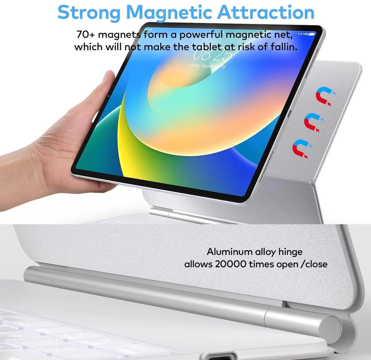 Alt view image 5 of 5 - Keyboard Case for iPad Air 13 (M3 2025 / M2 2024) and iPad Pro 12.9 inch 6th / 5th / 4th / 3rd Generation - Magic-Style Magnetic Keyboard Case with Multi-Touch Trackpad - Floating Cantilever Stand