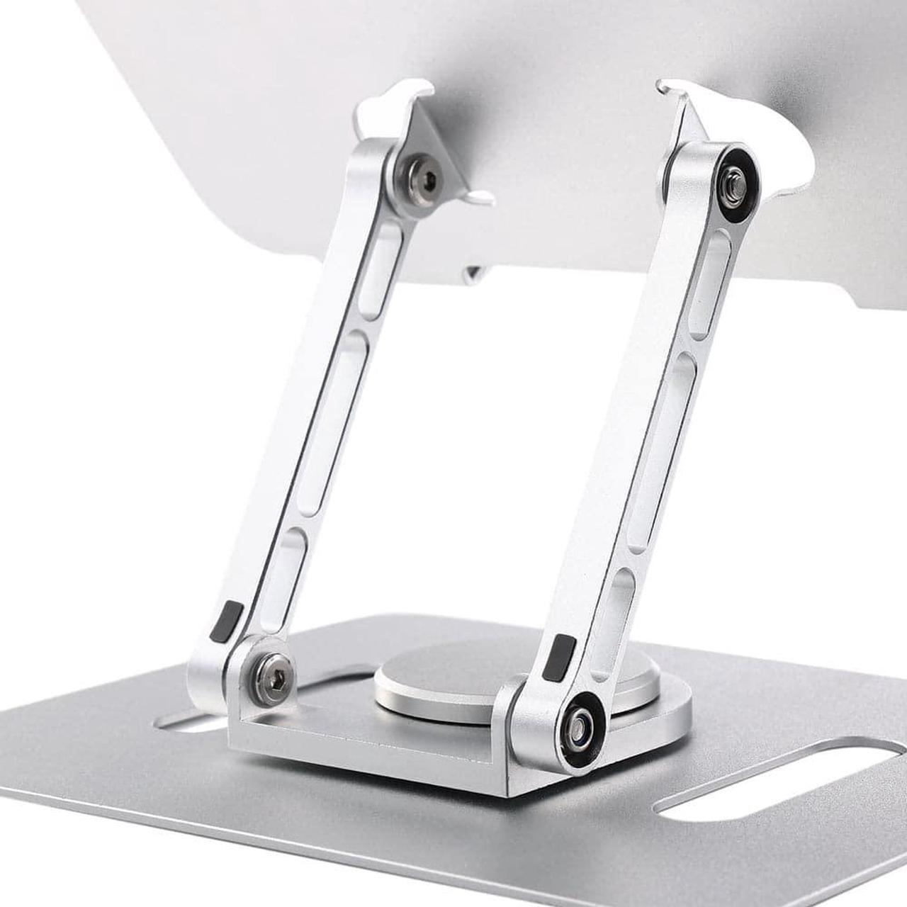 Alt view image 5 of 5 - UPERFECT Portable Monitor Stand, Adjustable Laptop Stand with 360 Rotating Base, Ergonomic Laptop Riser for Desk, Heavy Duty Aluminum Stand for 7-22 Inch Monitor/Laptops/Tablet, Silver
