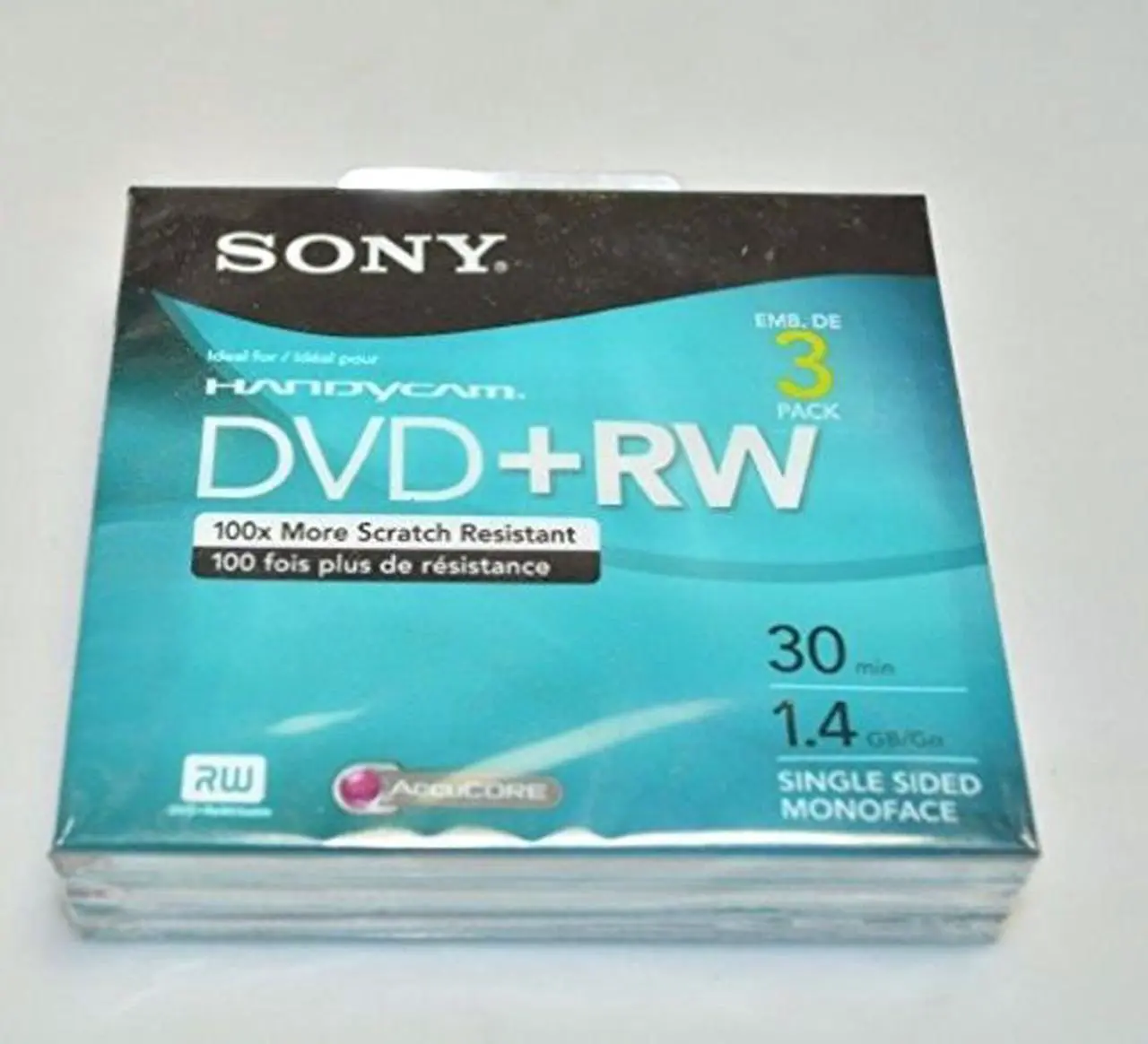 Main image of Sony DVD+RW 3-Pack: 8cm, 30 Minutes, 1.4 Gb/Go, Single-Sided Monoface