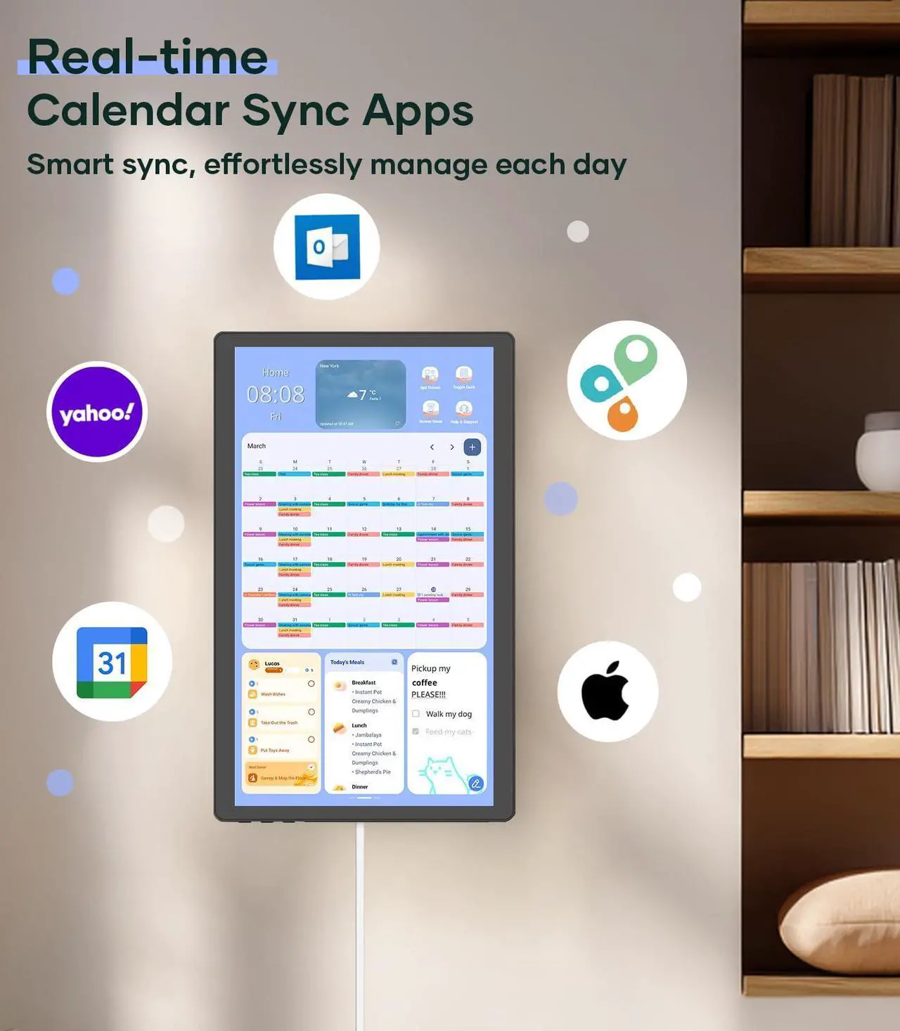 Alt view image 5 of 5 - cozyla 15.6'' Digital Calendar Wall Touch Screen Support Any Android Tablet Google Play Apps to Do List Notepad Chore Chart for Kids Meal Planner Wall Mount Smart Electronic Calendar for Family Black