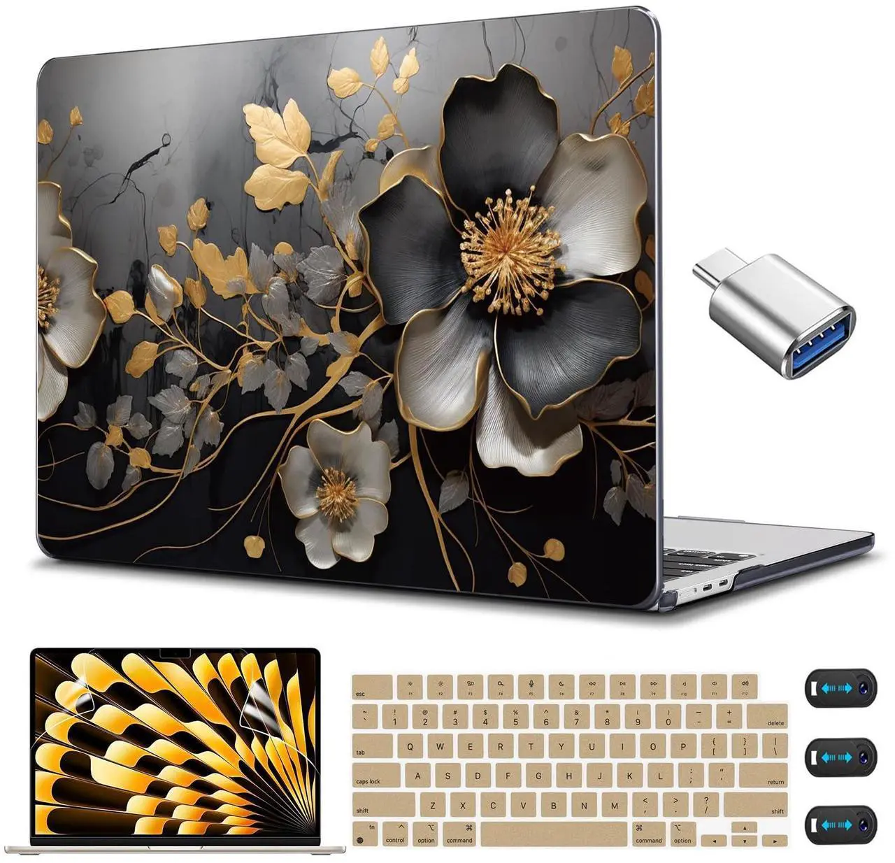Main image of CISSOOK Compatible with MacBook Air 15 inch Case 2023 2024 2025 Release M4 A3241 M3 A3114 M2 A2941, Plastic Hard Shell &Keyboard Cover &Screen Protector, Abstract Oil Painting