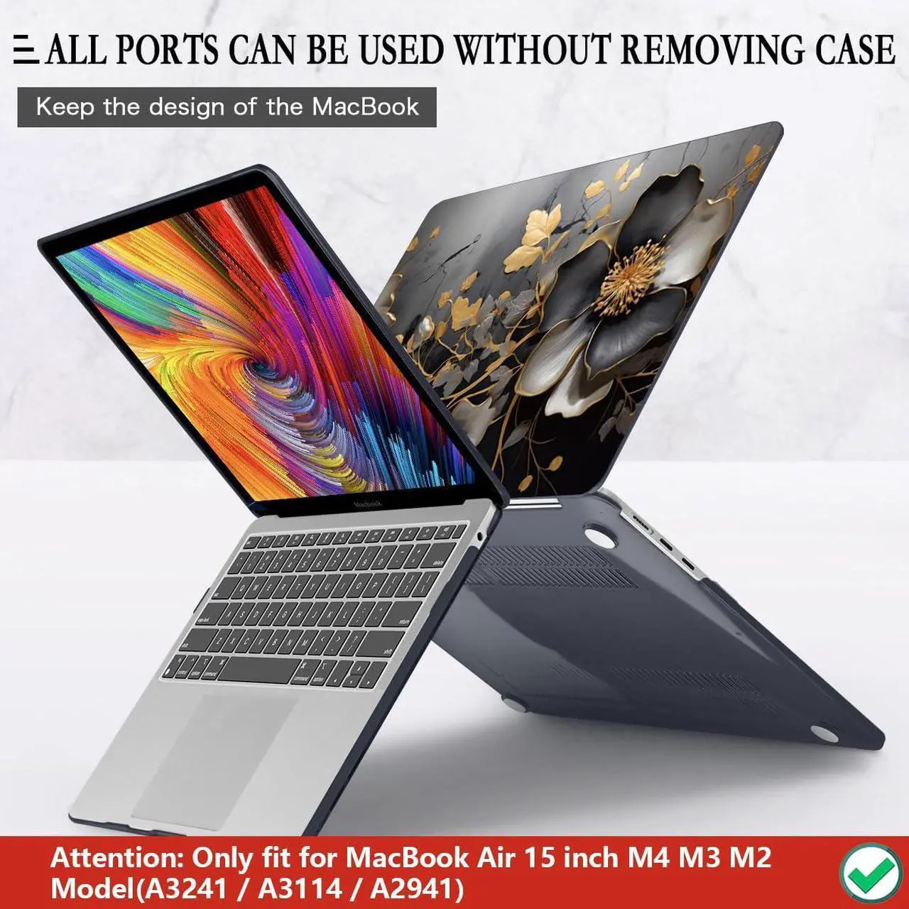 Alt view image 5 of 5 - CISSOOK Compatible with MacBook Air 15 inch Case 2023 2024 2025 Release M4 A3241 M3 A3114 M2 A2941, Plastic Hard Shell &Keyboard Cover &Screen Protector, Abstract Oil Painting
