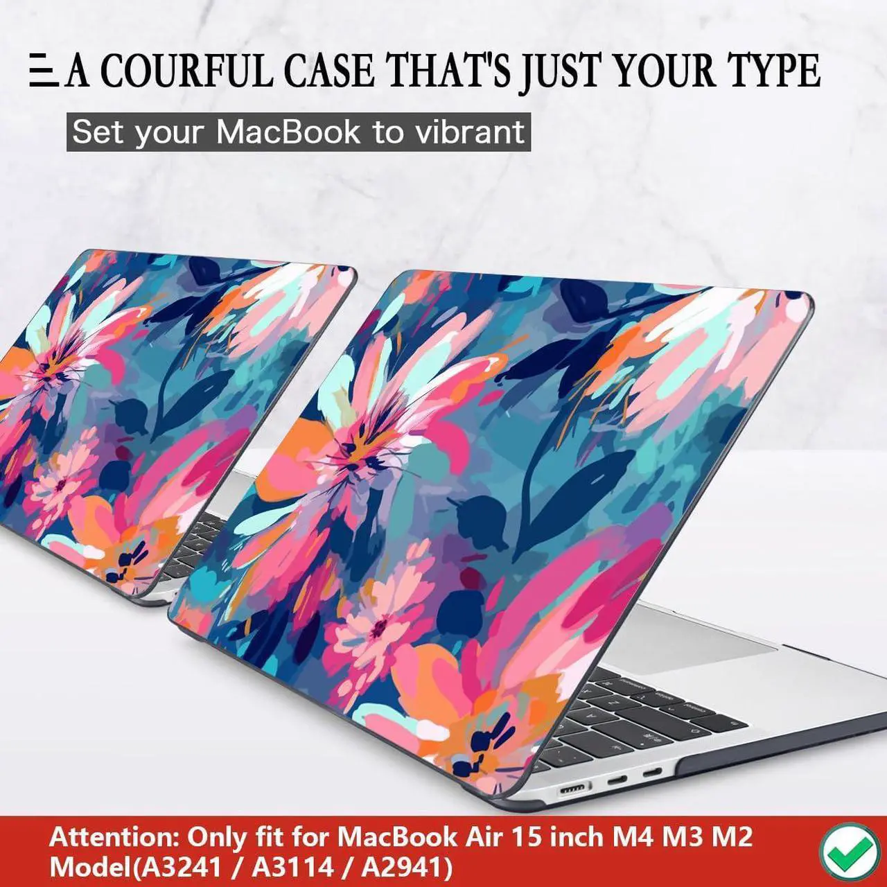 Alt view image 3 of 5 - CISSOOK Compatible with MacBook Air 15 inch Case 2025 2024 2023 Release M4 M3 M2 Chip A2941 A3114 A3241, Plastic Hard Shell Case with Keyboard Cover & Screen Protector, Muti-Color Painting