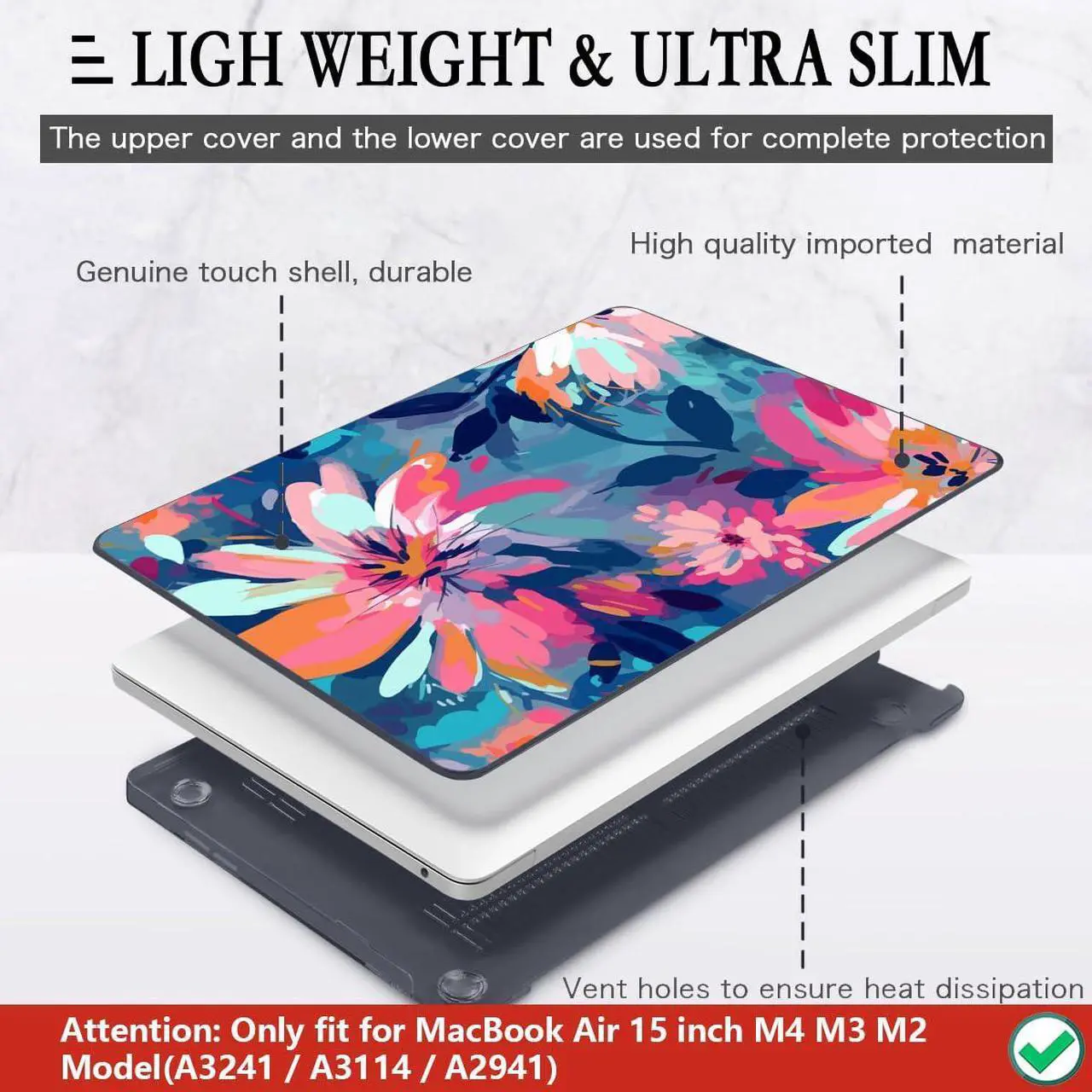 Alt view image 4 of 5 - CISSOOK Compatible with MacBook Air 15 inch Case 2025 2024 2023 Release M4 M3 M2 Chip A2941 A3114 A3241, Plastic Hard Shell Case with Keyboard Cover & Screen Protector, Muti-Color Painting