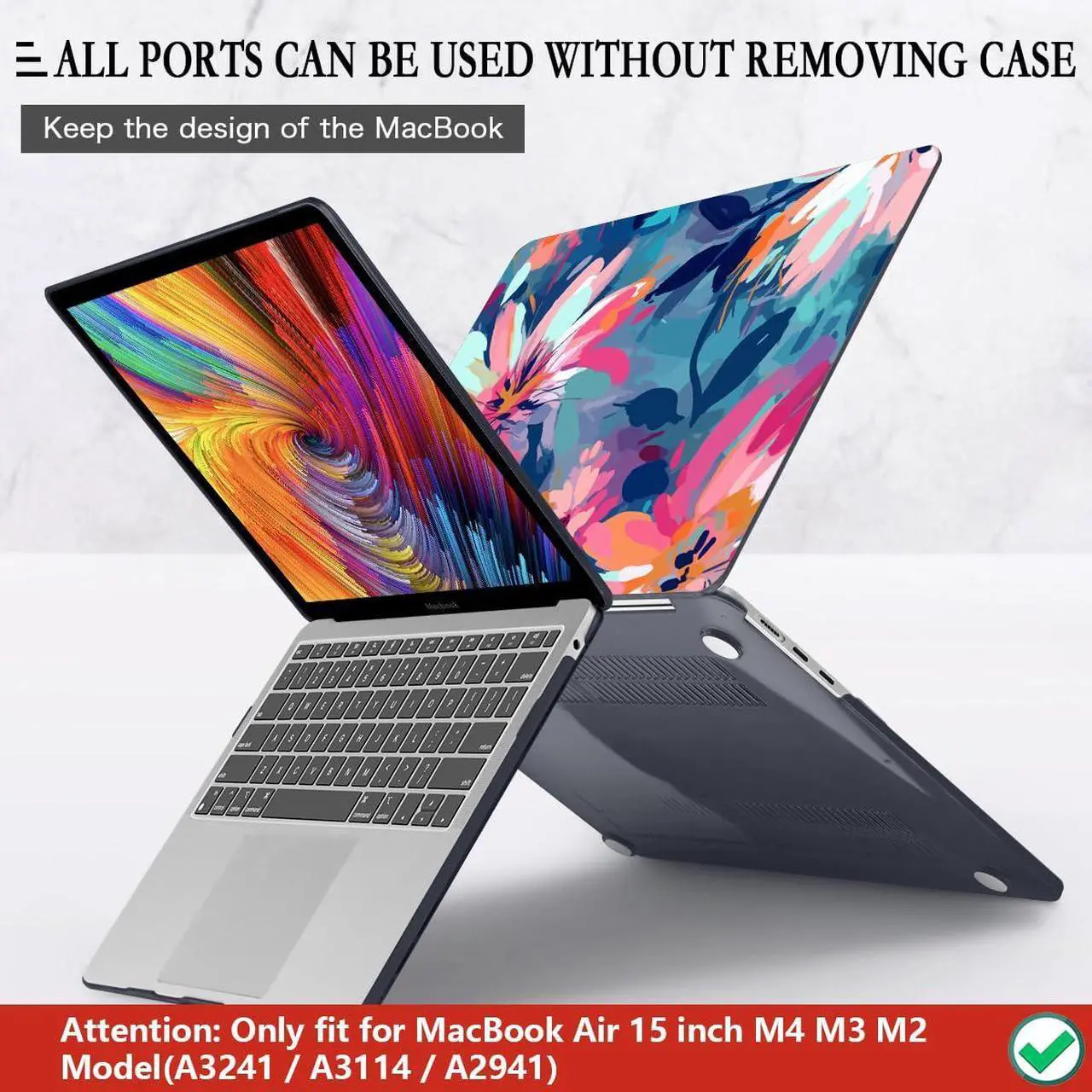 Alt view image 5 of 5 - CISSOOK Compatible with MacBook Air 15 inch Case 2025 2024 2023 Release M4 M3 M2 Chip A2941 A3114 A3241, Plastic Hard Shell Case with Keyboard Cover & Screen Protector, Muti-Color Painting