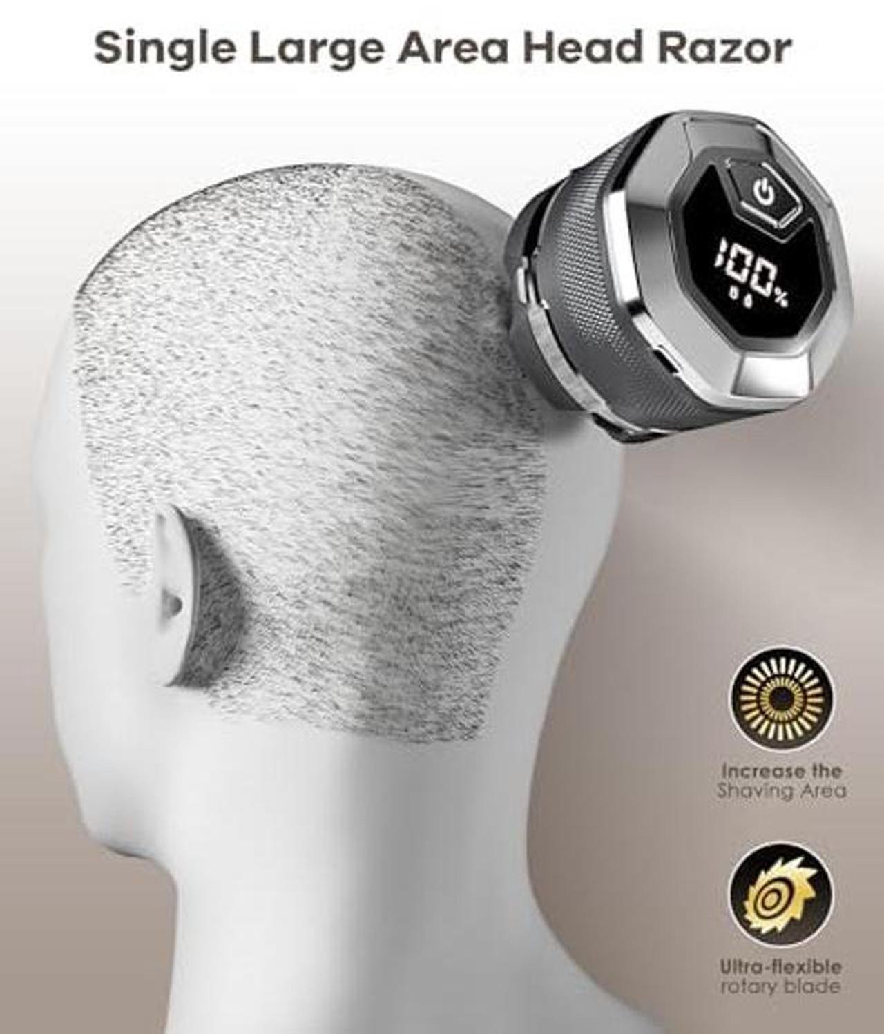 Alt view image 5 of 5 - Head Shavers for Bald Men Magnetic Single Blade Electric Shaver with Super Large Blade 10000 RPM Motor IPX8 Waterproof LED Display,Head Shaver (Gray)