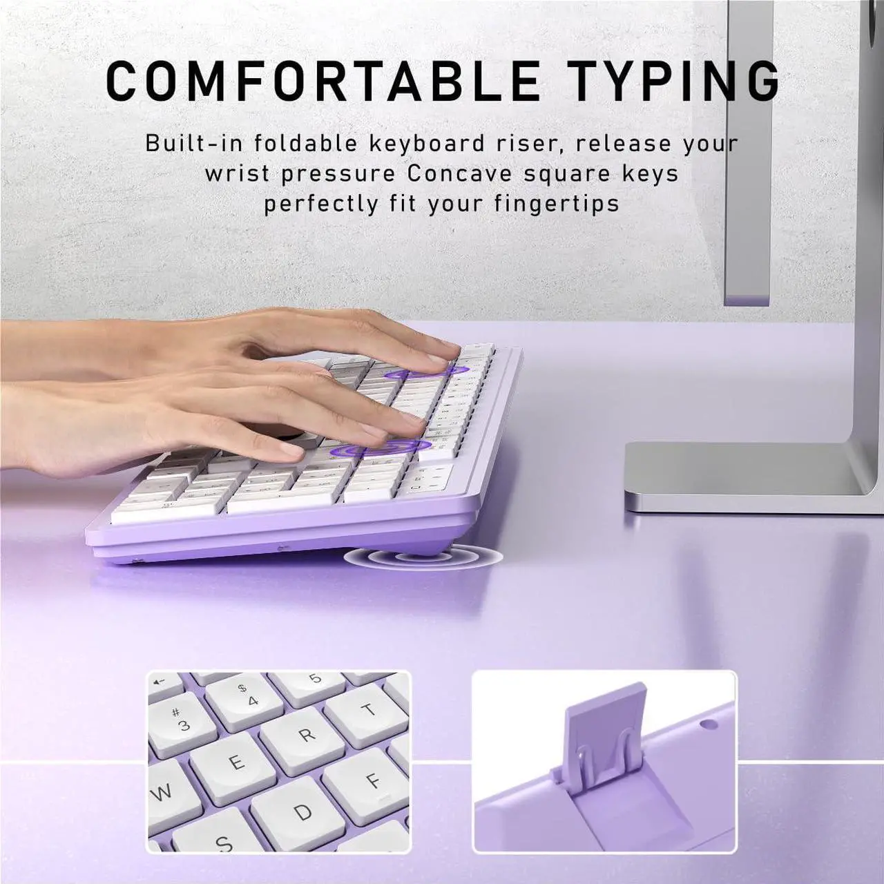 Alt view image 3 of 5 - Wireless Keyboard and Mouse, 2.4GHz Cordless Keyboard Mouse Combo, Optical Mouse, Plug and Play USB Receiver, Compatible with Windows, Mac, Laptop, and PC(White Purple)