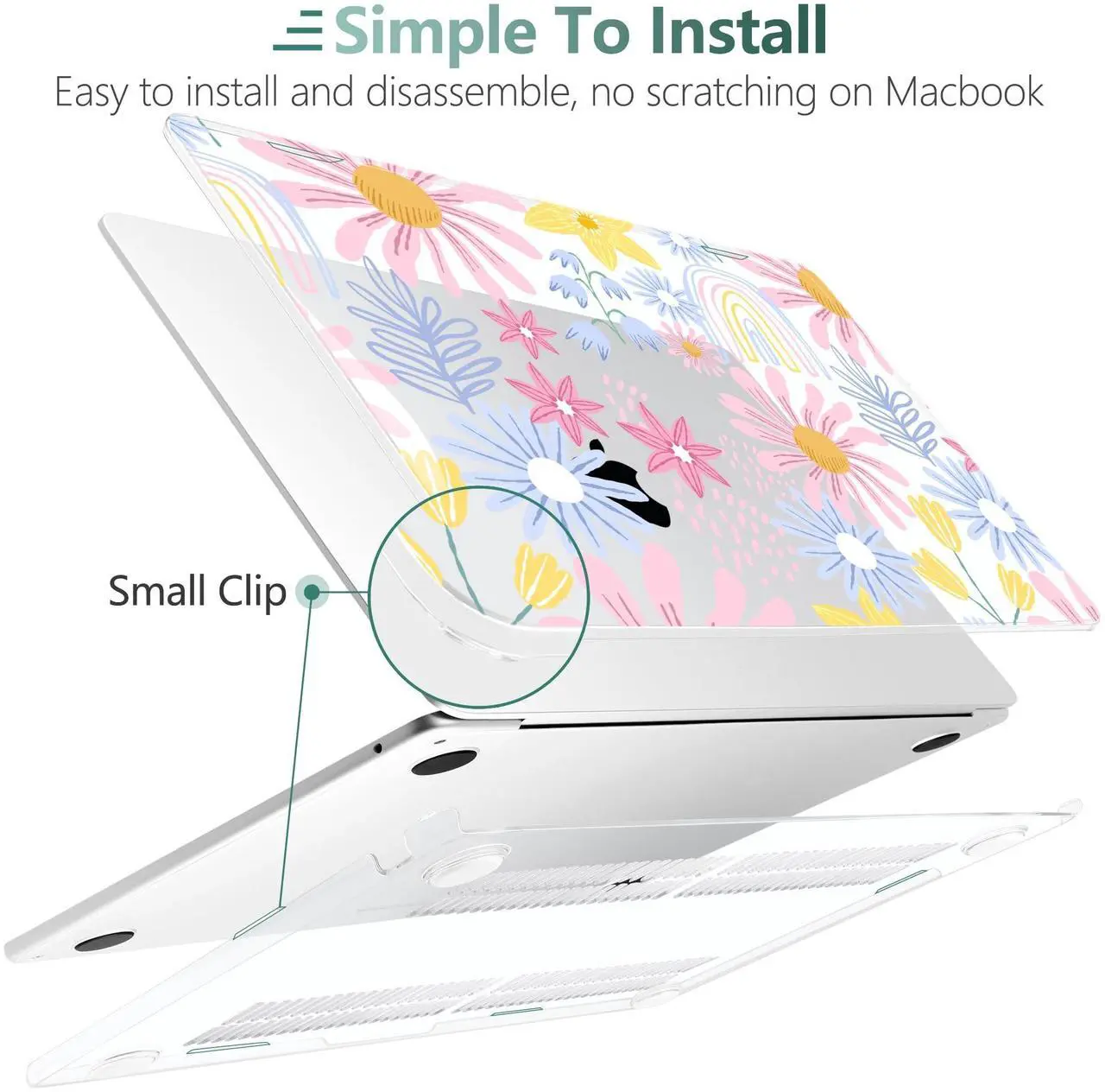 Alt view image 3 of 5 - DONGKE Compatible with M4 MacBook Air 15 inch Case 2025 2024 2023 A3241 A3114 A2941 M3 M2 Liquid Retina Display Touch ID, Plastic Hard Case & Keyboard Skin & Screen Protector - Colorful Florals
