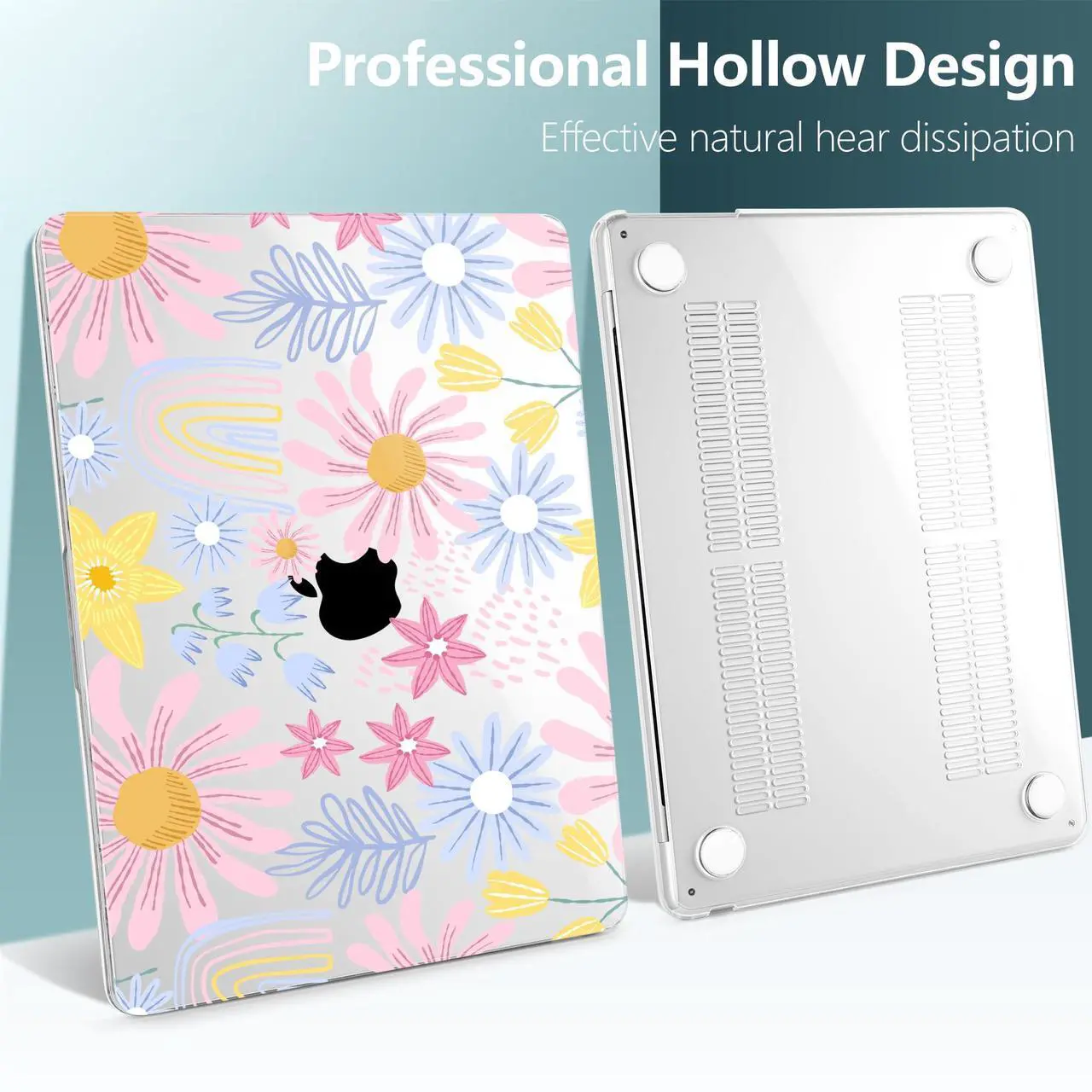 Alt view image 5 of 5 - DONGKE Compatible with M4 MacBook Air 15 inch Case 2025 2024 2023 A3241 A3114 A2941 M3 M2 Liquid Retina Display Touch ID, Plastic Hard Case & Keyboard Skin & Screen Protector - Colorful Florals