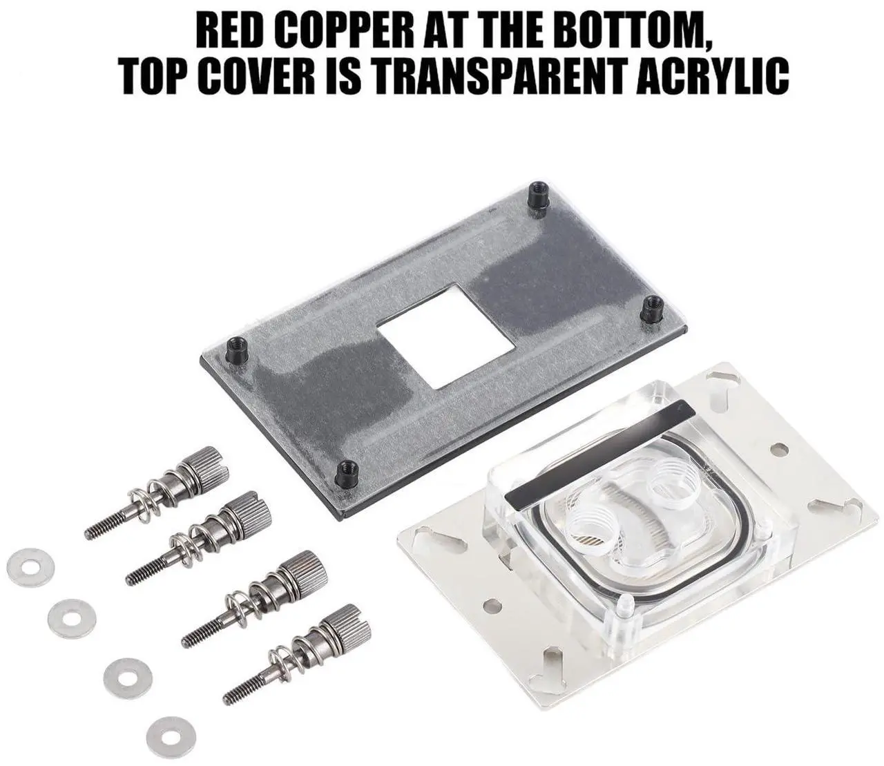 Alt view image 3 of 5 - Computer AM2, AM2, AM3, AM3, AM4, FM2 CPU Water Cooling Block Waterblock Copper Base with Micro Channel