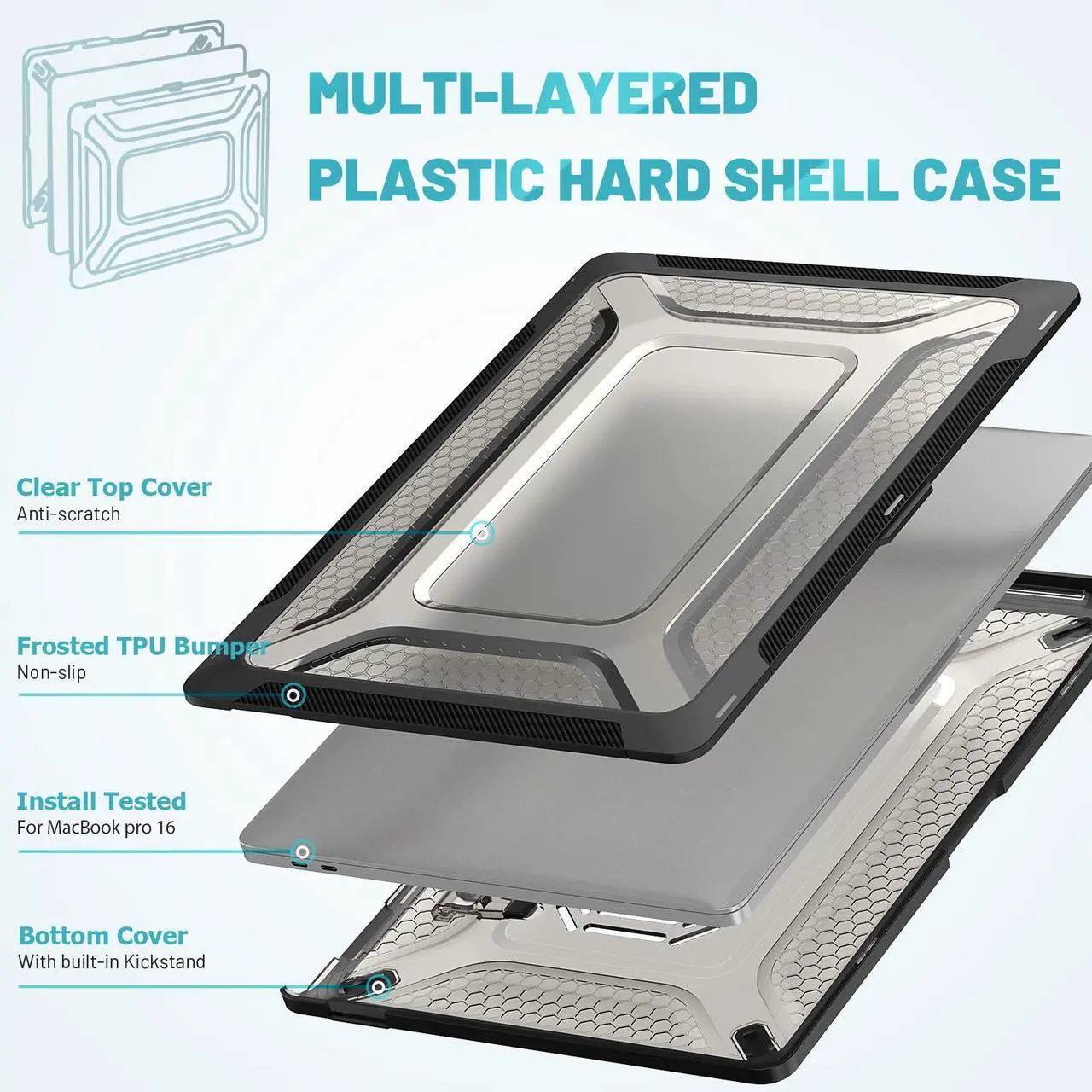 Alt view image 4 of 5 - LJFLYXRI TPU Bumper Protective Case Compatible with MacBook Air 13 Inch [ Models: M4 A3240/M3 A3113/ M2 A2681 ] Anti-Cracking Heavy Duty Hard Shell with Kickstand (Grey, M4 A3240/M3 A3113/ M2 A2681)