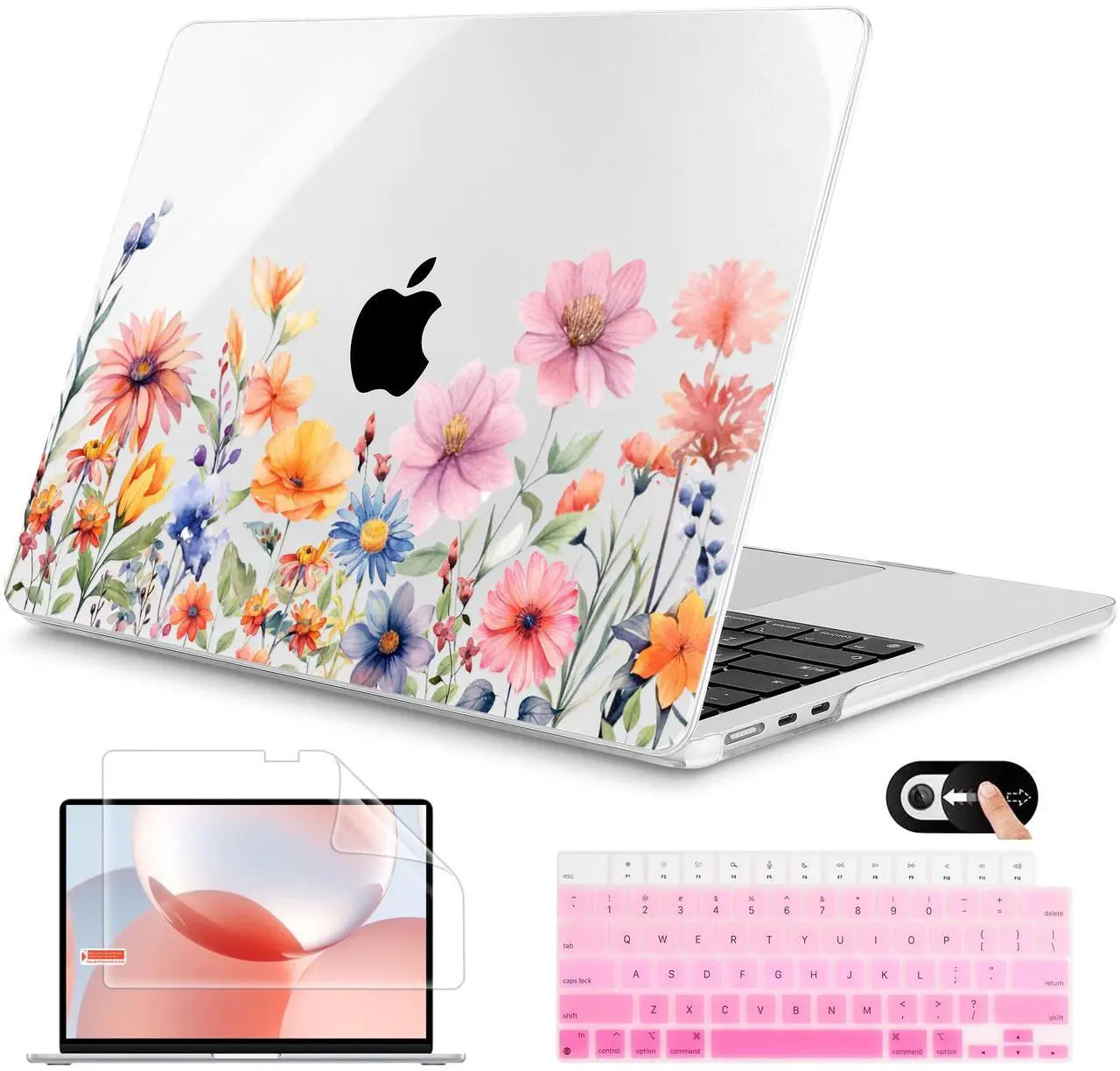 Main image of Mektron for 2025 M4 MacBook Air 13.6 Inch A3240 Case Fits 2023 A2681 M2 2024 A3113 M3 Chip with Liquid Retina Display Touch ID, Printed Plastic Hard Shell Cover for MacBook Air 13.6", Floral P165