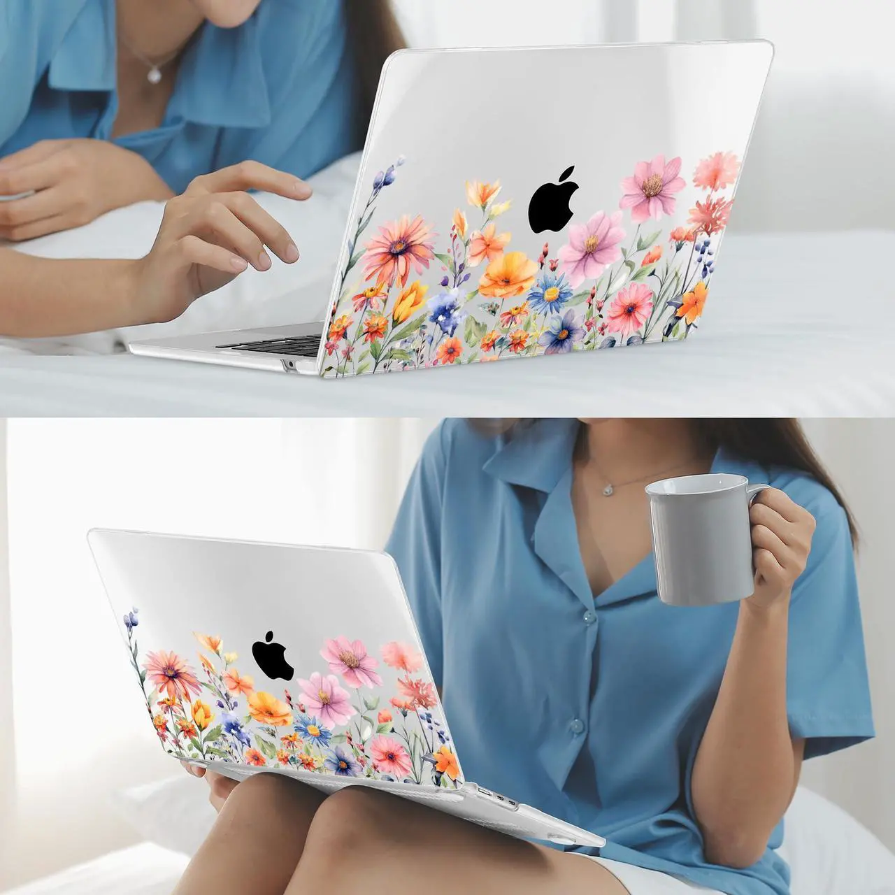 Alt view image 5 of 5 - Mektron for 2025 M4 MacBook Air 13.6 Inch A3240 Case Fits 2023 A2681 M2 2024 A3113 M3 Chip with Liquid Retina Display Touch ID, Printed Plastic Hard Shell Cover for MacBook Air 13.6", Floral P165