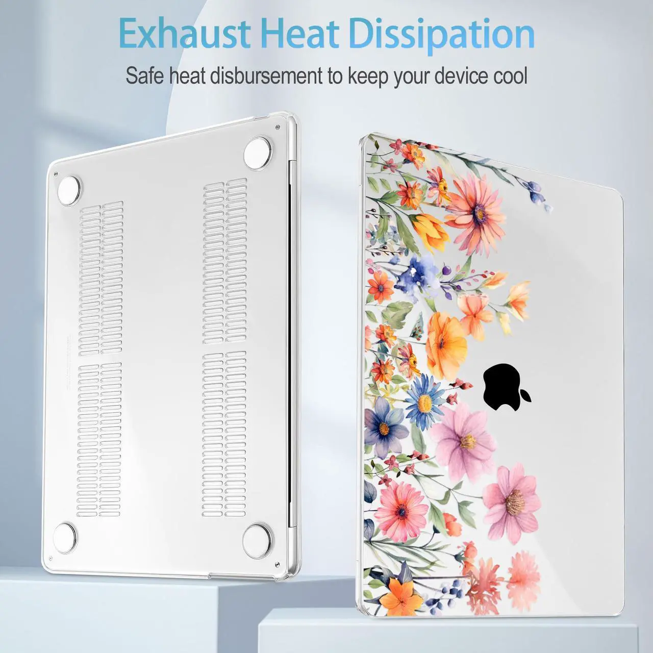 Alt view image 4 of 5 - Mektron for 2025 M4 MacBook Air 13.6 Inch A3240 Case Fits 2023 A2681 M2 2024 A3113 M3 Chip with Liquid Retina Display Touch ID, Printed Plastic Hard Shell Cover for MacBook Air 13.6", Floral P165