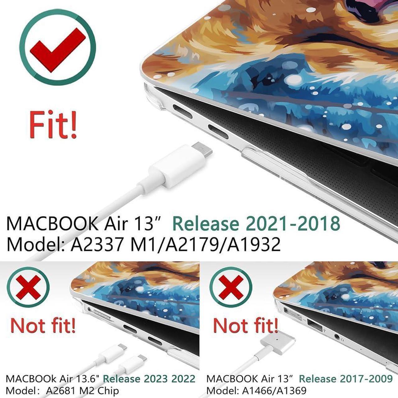 Alt view image 3 of 5 - Yicomon Compatible with MacBook Air 13 inch Case 2020 2021 M1 A2337 A2179 A1932, Plastic Hard Shell Case for Mac Air 13 with Touch ID (2018-2021) - Cute Dog On Snowy Day