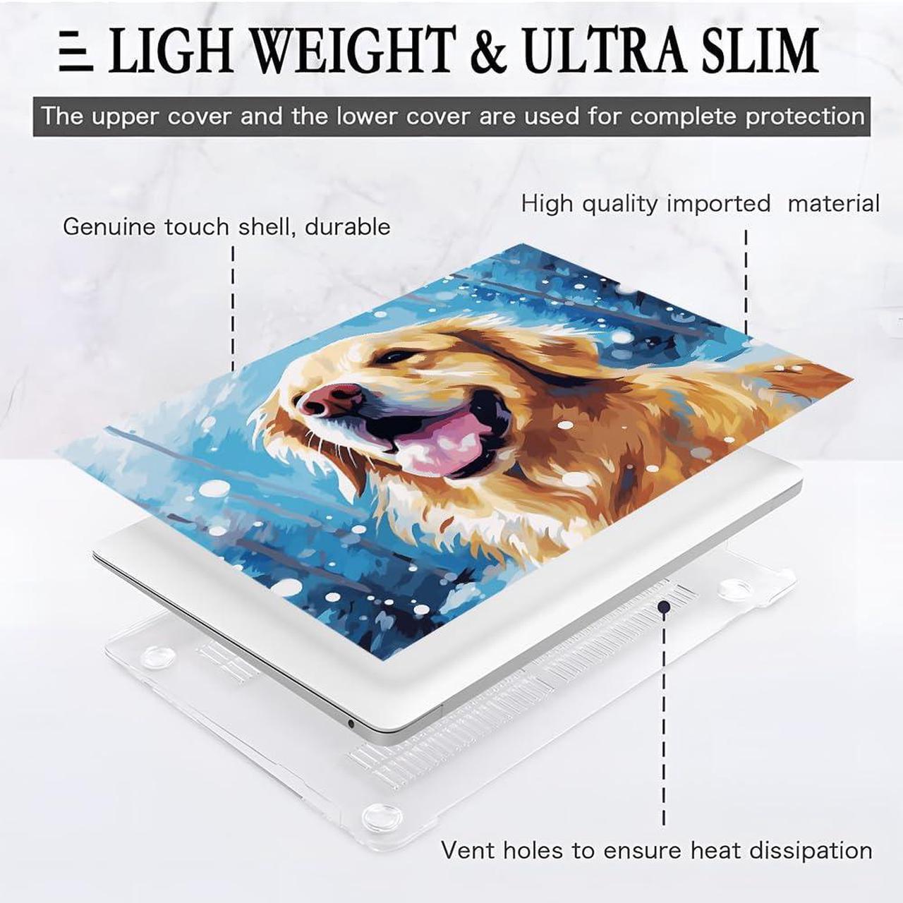 Alt view image 4 of 5 - Yicomon Compatible with MacBook Air 13 inch Case 2020 2021 M1 A2337 A2179 A1932, Plastic Hard Shell Case for Mac Air 13 with Touch ID (2018-2021) - Cute Dog On Snowy Day