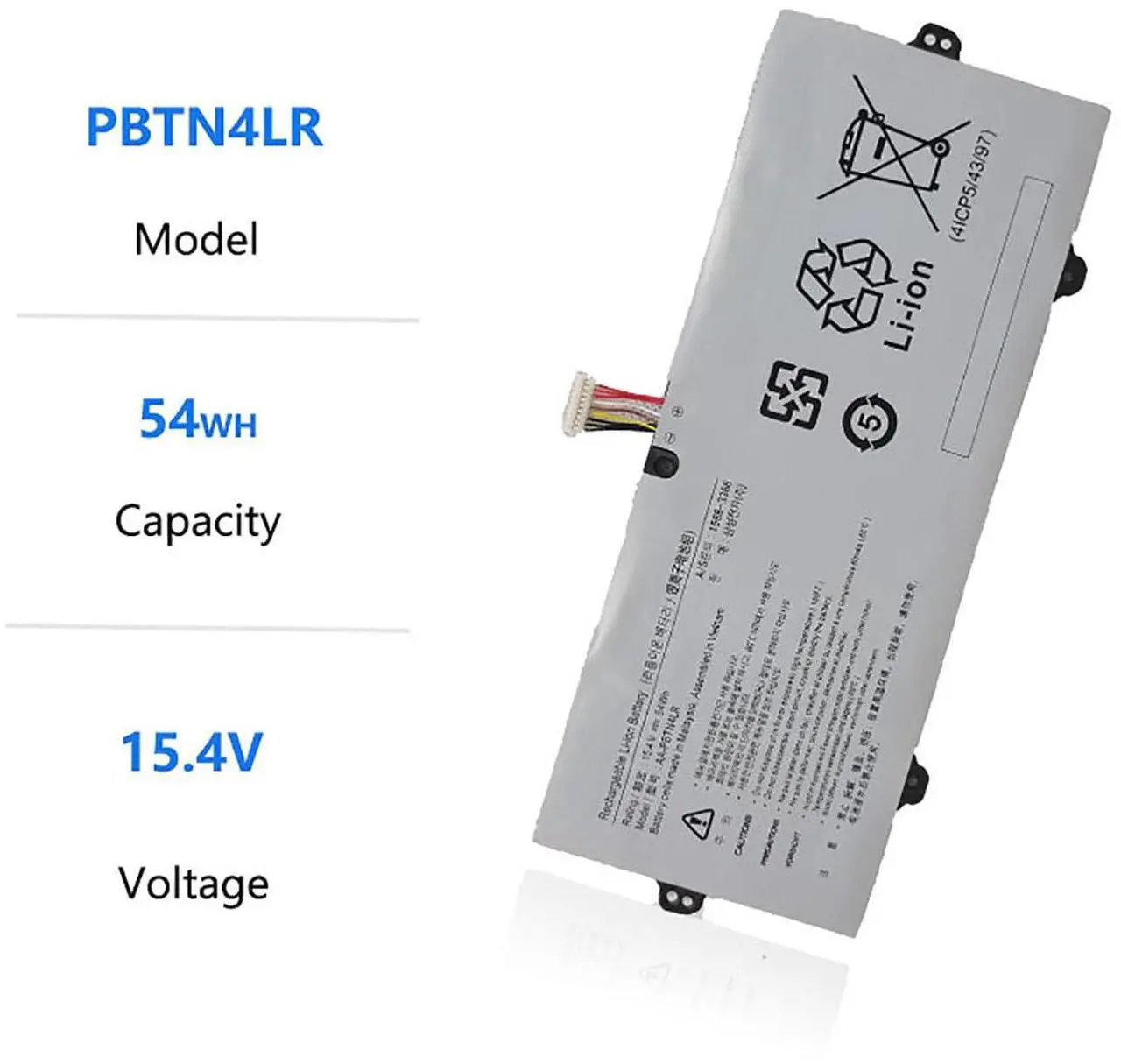 Alt view image 3 of 5 - XcelEPower AA-PBTN4LR Laptop Battery Compatible with Samsung 9 Pro NP940X5M NP940X3M NP940X5N NP940X3M-K01US NP940X3M-K02US NP940X5M-X01US NP940X5N-X01US Series BA43-00386A AA-PBTN4LR-05