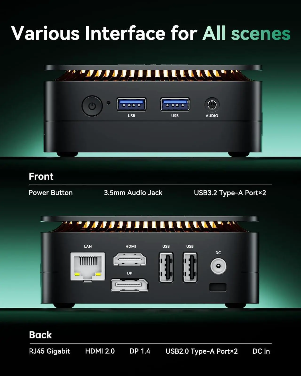 Alt view image 4 of 5 - KAMRUI Essenx E1 Mini PC, AMD Ryzen 3250U (up to 3.5GHz), 8GB DDR4 RAM 256GB M.2 SSD, Mini Desktop Computer Support Dual 4K, WiFi, Ethernet for Business, Office, Home