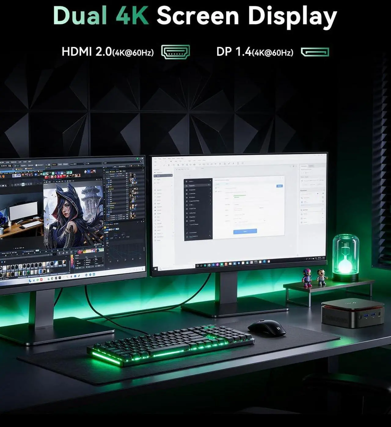 Alt view image 5 of 5 - KAMRUI Essenx E1 Mini PC, AMD Ryzen 3250U (up to 3.5GHz), 8GB DDR4 RAM 256GB M.2 SSD, Mini Desktop Computer Support Dual 4K, WiFi, Ethernet for Business, Office, Home