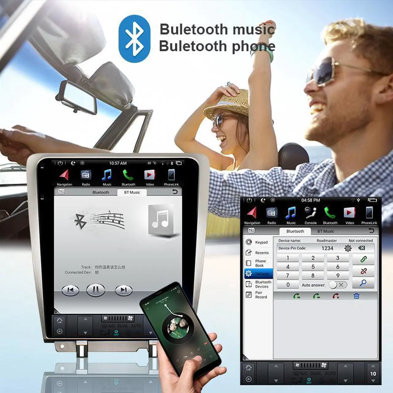 Alt view image 4 of 7 - KSPIV 12.1 Inch for Ford Mustang 2010-2014 Car Stereo , Silver Touch Screen 1 Din Multimedia Player Wireless CarPlay android Auto,Bluetooth,GPS Navigation,FM&AM, Backup Camera
