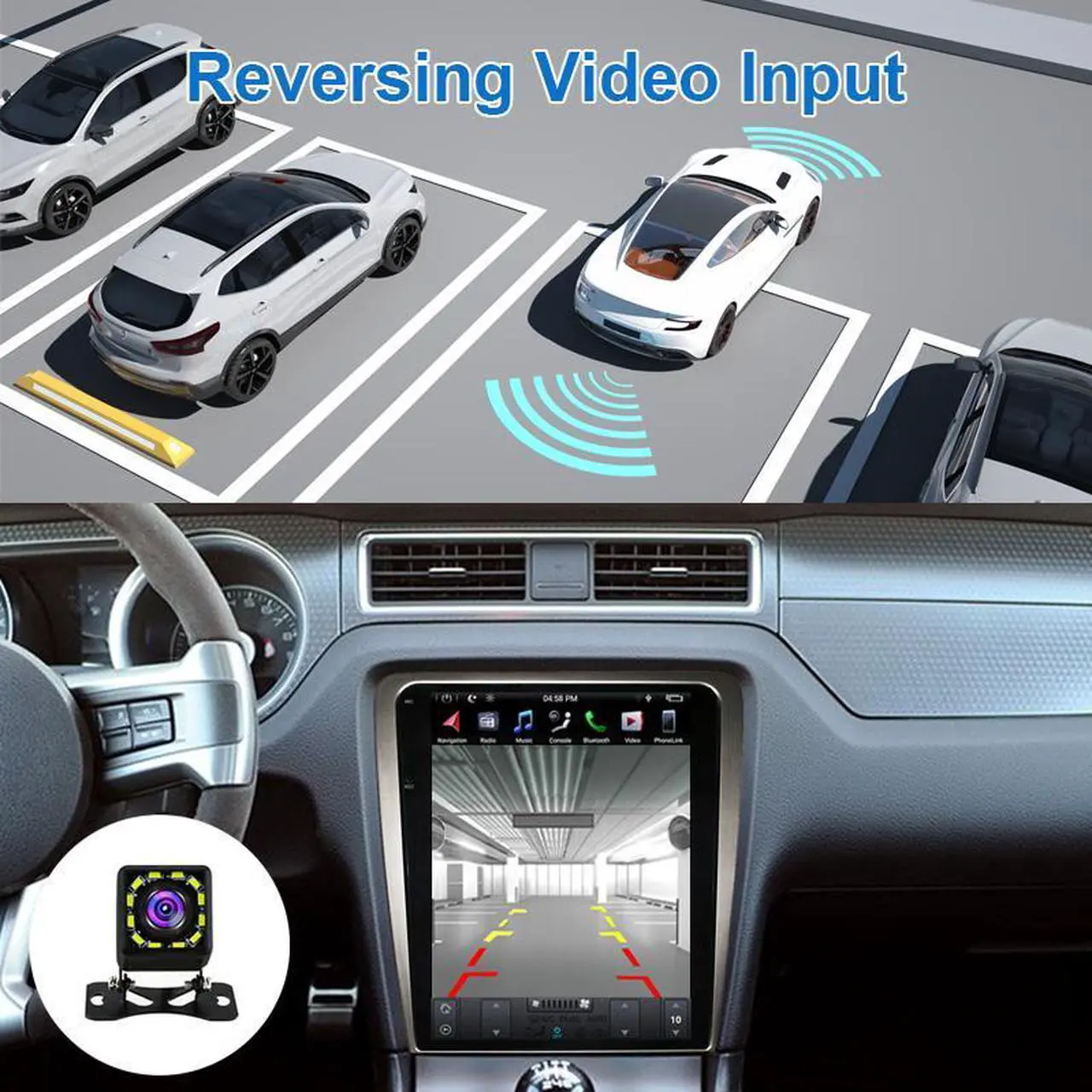 Alt view image 5 of 7 - KSPIV 12.1 Inch for Ford Mustang 2010-2014 Car Stereo , Silver Touch Screen 1 Din Multimedia Player Wireless CarPlay android Auto,Bluetooth,GPS Navigation,FM&AM, Backup Camera