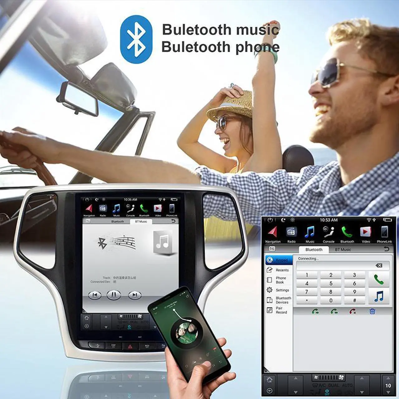 Alt view image 4 of 7 - KSPIV 10.4 Inch For Tesla Style Touch Screen in-Dash GPS Navigation Unitfor Jeep Grand Cherokee 2014-2021 Android Car Stereo Radio with Apple Carplay & Android Auto, Backup Camera, Bluetooth, SWC, WiF