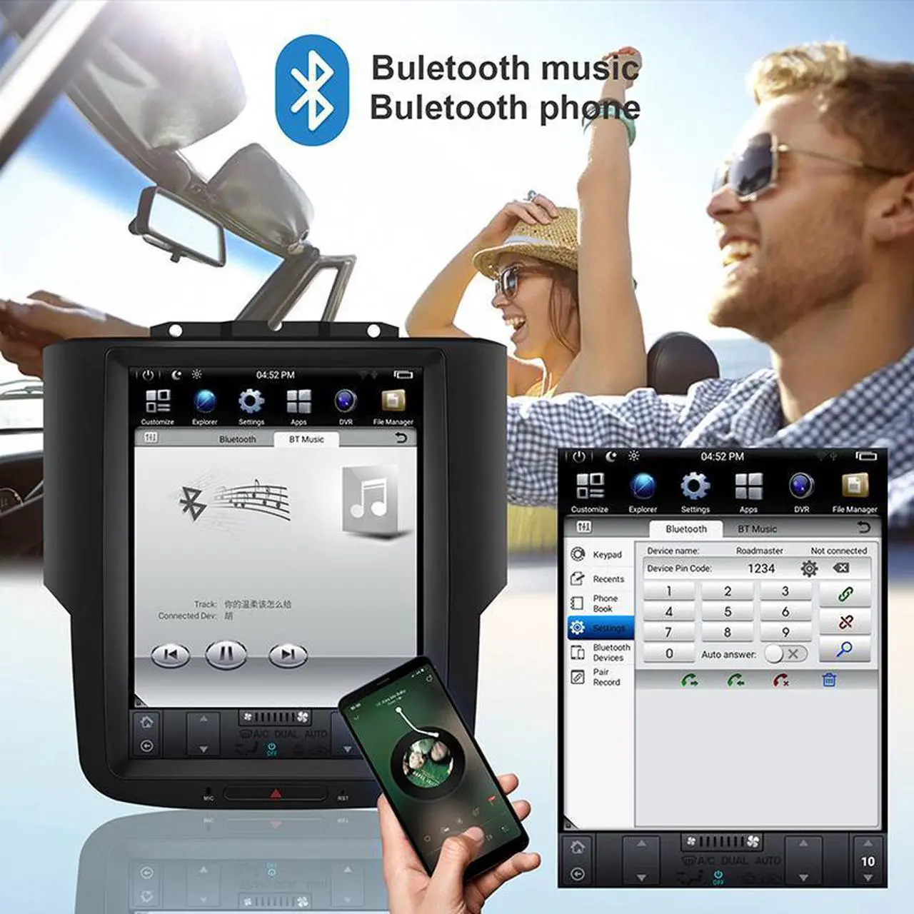 Alt view image 4 of 7 - KSPIV 10.4 Inch Android Car Radio for Dodge Ram 1500 2500 3500 2013-2017 GPS Navigation Tesla Style Touch Screen Multimedia Player Wireless CarPlay & Andriod Auto 4G+64G BT+SWC+USB+WiFi