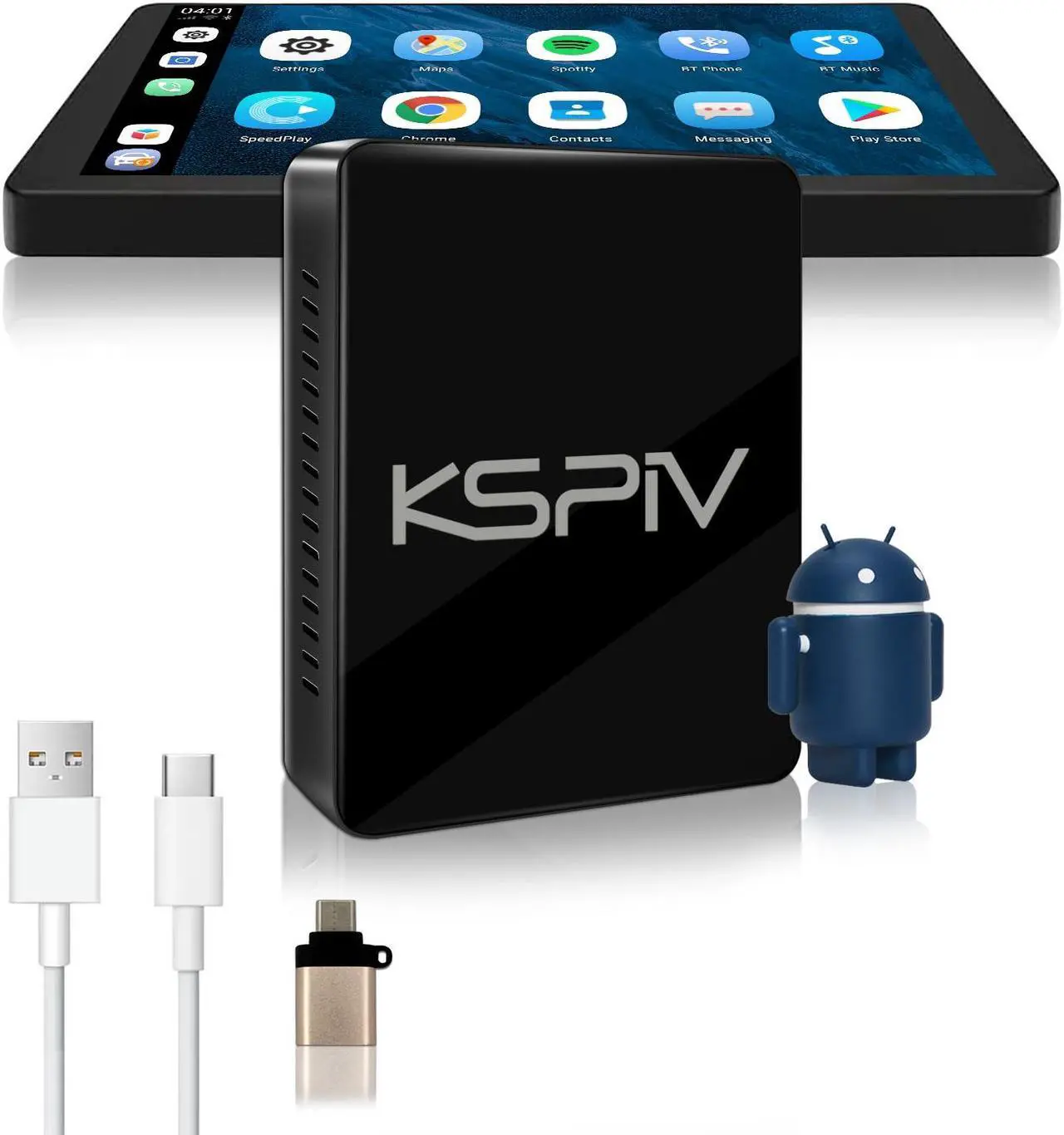 Main image of KSPIV Android Wireless CarPlay AI Box Adapter 8-Core 4+64G System for Factory Wired CarPlay Vehicles, Plug and Play, Supports Wireless Android Auto, YouTube, Netflix, Built-in GPS, BLT, WiFi - Black