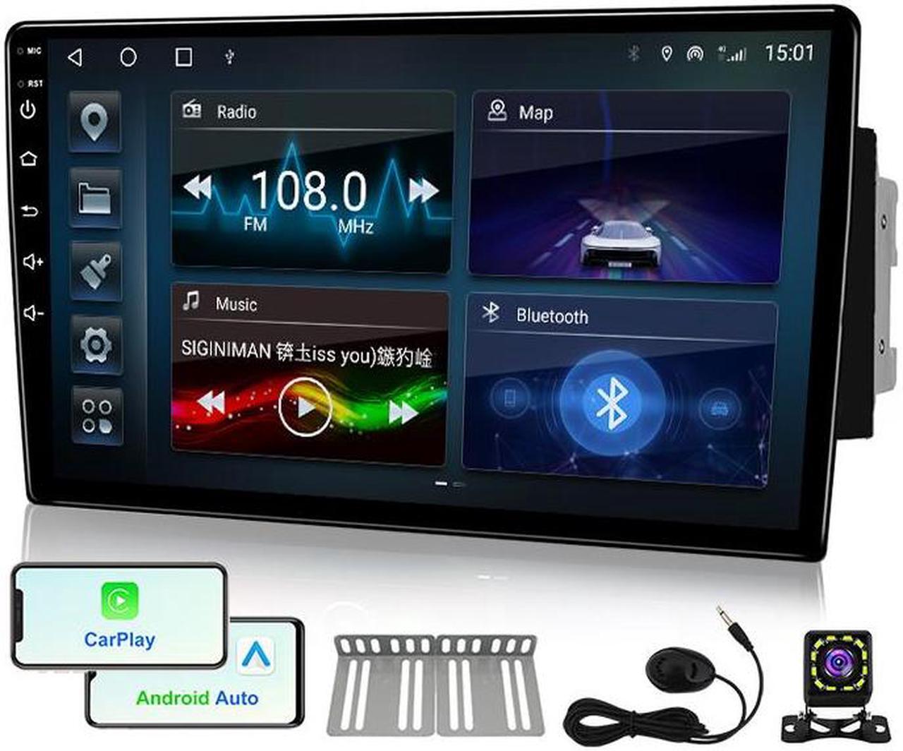 Main image of KSPIV 9 Inch Touch Screen Android Car Stereo - Universal Double Din Car Radio 2G+32G with Wireless Carplay, Android Auto, GPS Navigation, Bluetooth, Multimedia Player, WiFi, USB, Backup Camera - Black