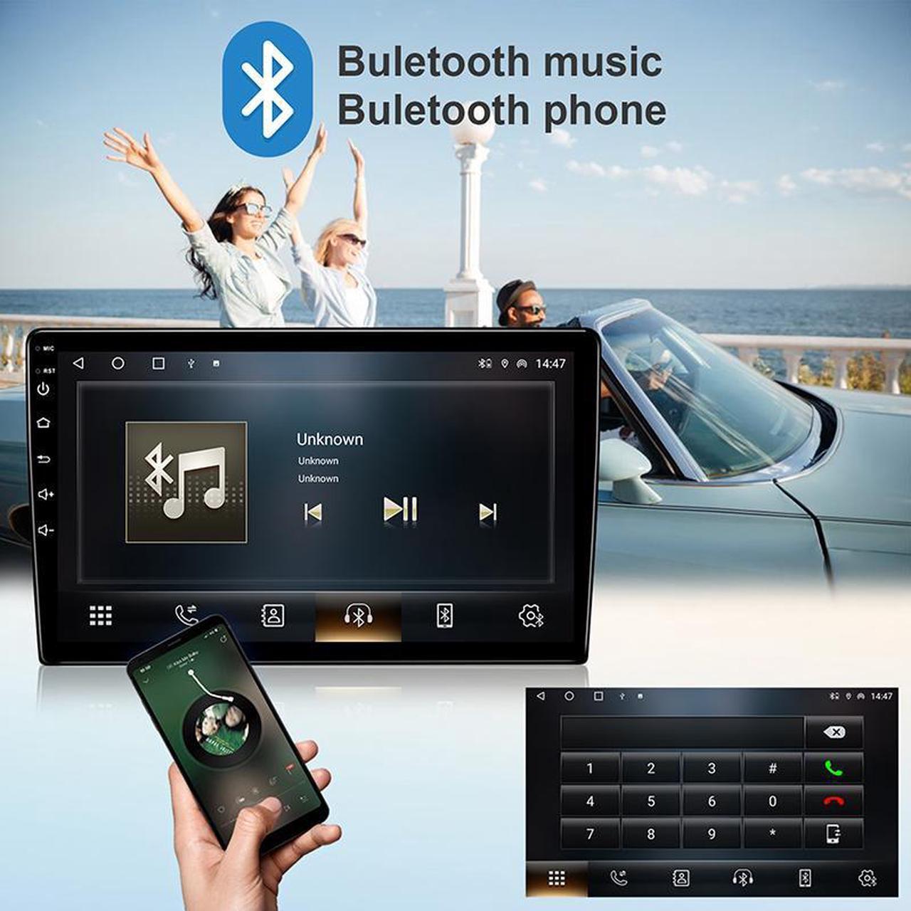 Alt view image 4 of 7 - KSPIV 9 Inch Touch Screen Android Car Stereo - Universal Double Din Car Radio 2G+32G with Wireless Carplay, Android Auto, GPS Navigation, Bluetooth, Multimedia Player, WiFi, USB, Backup Camera - Black