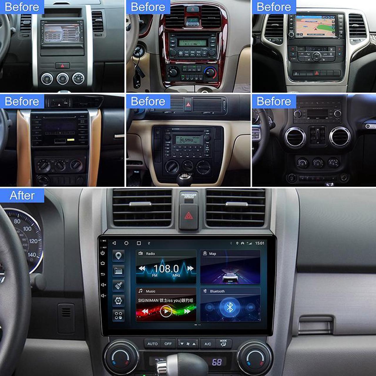 Alt view image 2 of 7 - KSPIV 9 Inch Touch Screen Android Car Stereo - Universal Double Din Car Radio 2G+32G with Wireless Carplay, Android Auto, GPS Navigation, Bluetooth, Multimedia Player, WiFi, USB, Backup Camera - Black