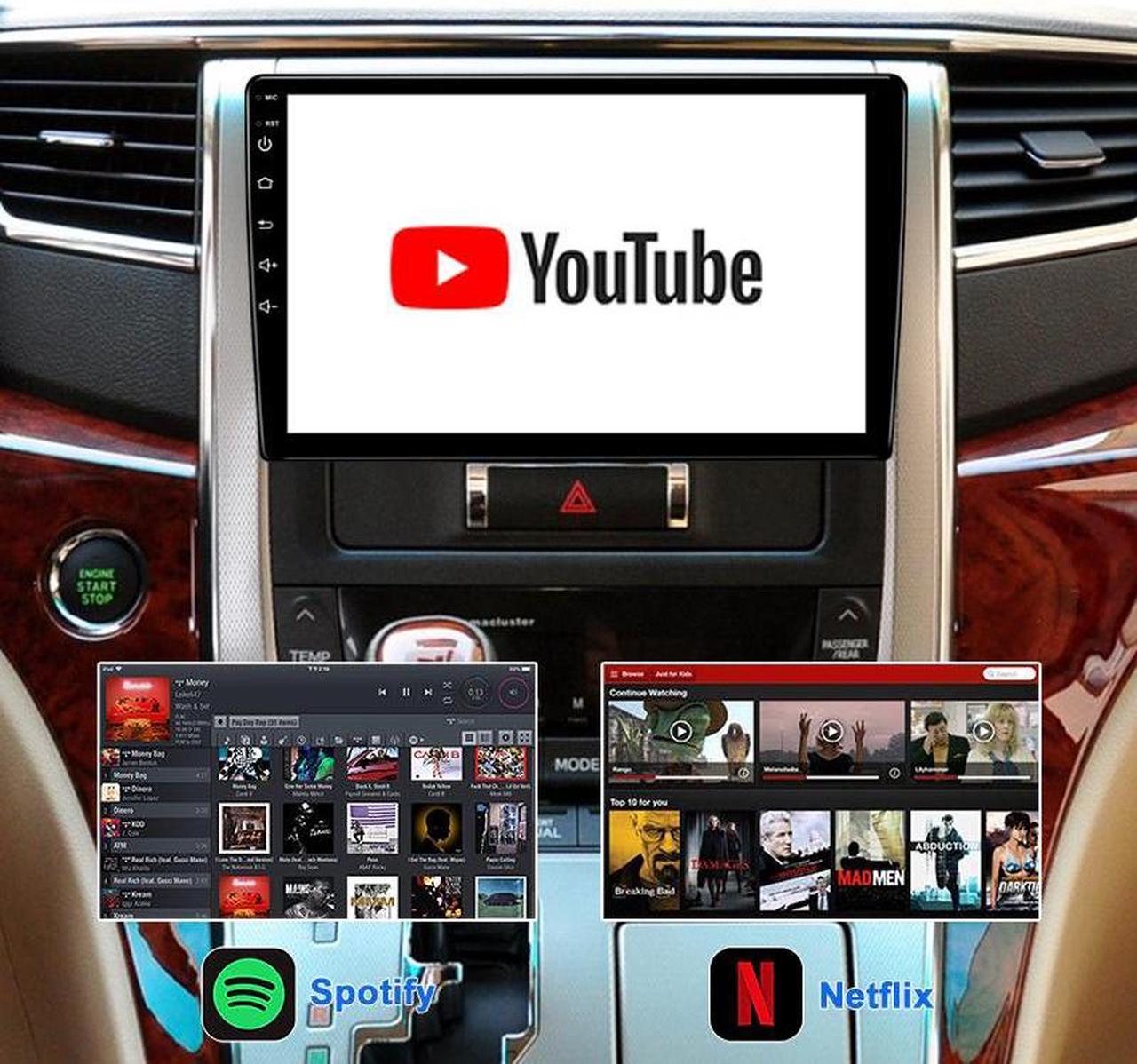 Alt view image 6 of 7 - KSPIV 9 Inch Touch Screen Android Car Stereo - Universal Double Din Car Radio 2G+32G with Wireless Carplay, Android Auto, GPS Navigation, Bluetooth, Multimedia Player, WiFi, USB, Backup Camera - Black