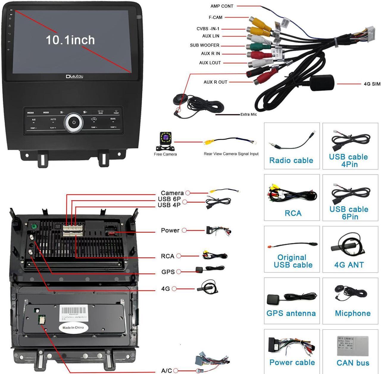 Alt view image 6 of 6 - KSPIV Android 13 Car Stereo for Ford Mustang 2010 2011 2012 2013 2014 Radio 10.1 inch Touch Screen 1280 * 720 CarPlay Android Auto WiFi GPS Navigation 4GB+32GB BlT AM FM