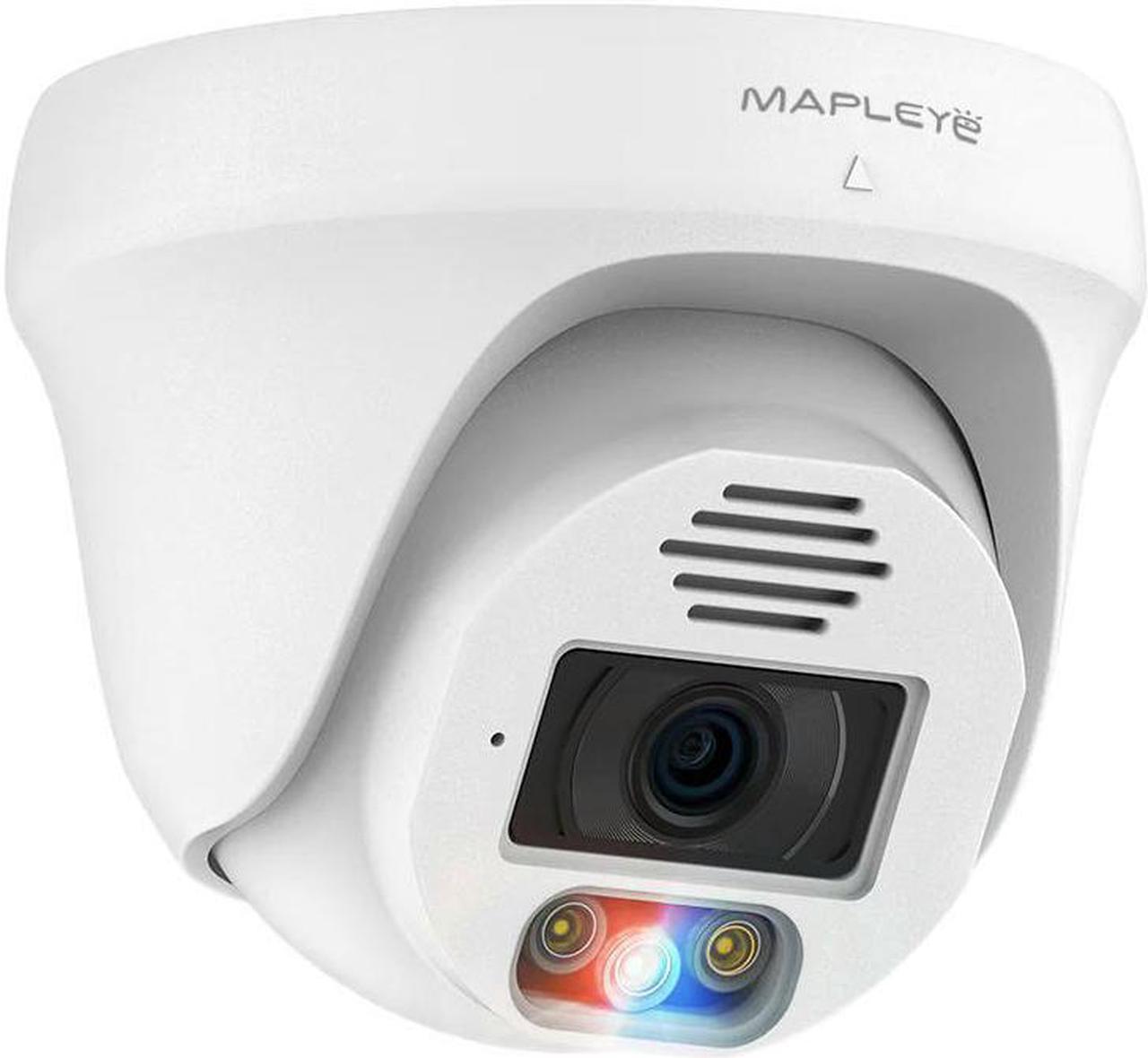 Mapleye 4K 8MP Color Night Poe Security CCTV IP Camera with AI Human-Vehicle Detection, 3.6 Lens, 50ft IR, IP67 Weatherproof, 2-Way Audio, Alarm Sounds, Blue-red Lights, Motion Lights