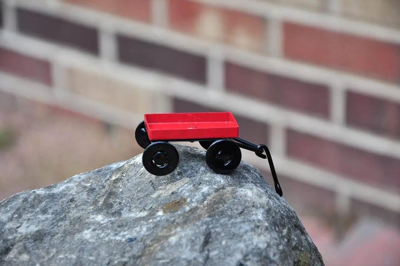 Alt view image 6 of 7 - G & F MiniGardenn 10023 Fairy Garden Miniature Little Wagon, Red
