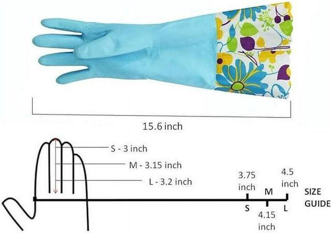 Alt view image 2 of 4 - 2 PAIRS Household Gloves Latex Free Cleaning Gloves with Soft Lining Long Cuff 15" & Grip Medium Multi-Color